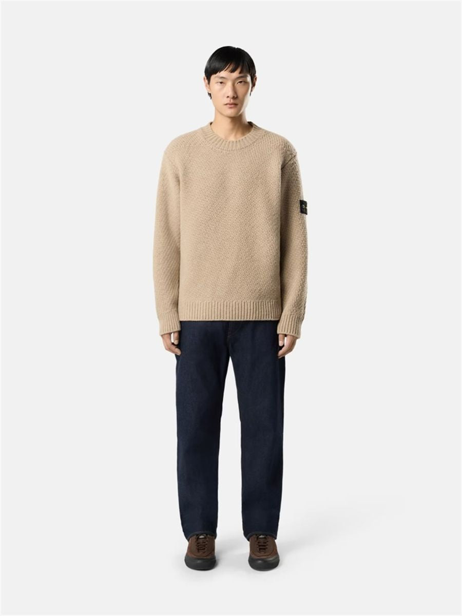 Loose-fit crewneck jumper with ribbed trims-STONE ISLAND-Verso