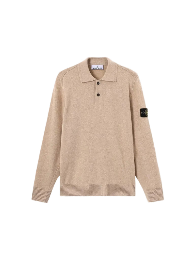 Loose-fit polo collar jumper with button placket-STONE ISLAND-311493-XS-Verso
