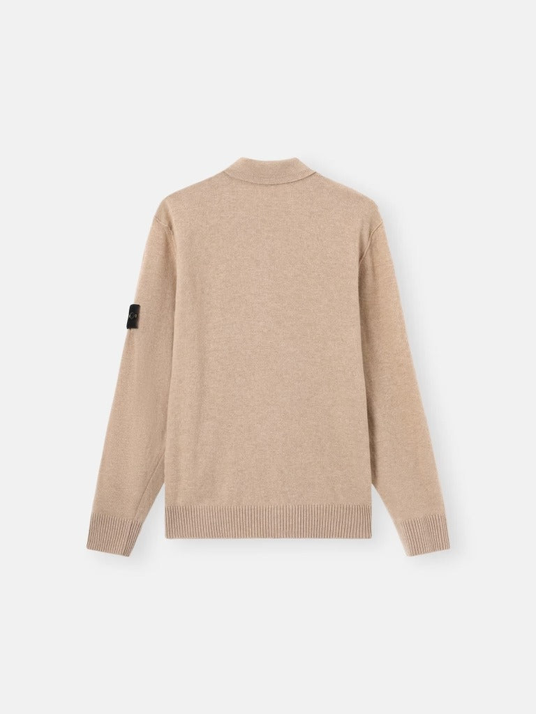 Loose-fit polo collar jumper with button placket-STONE ISLAND-Verso