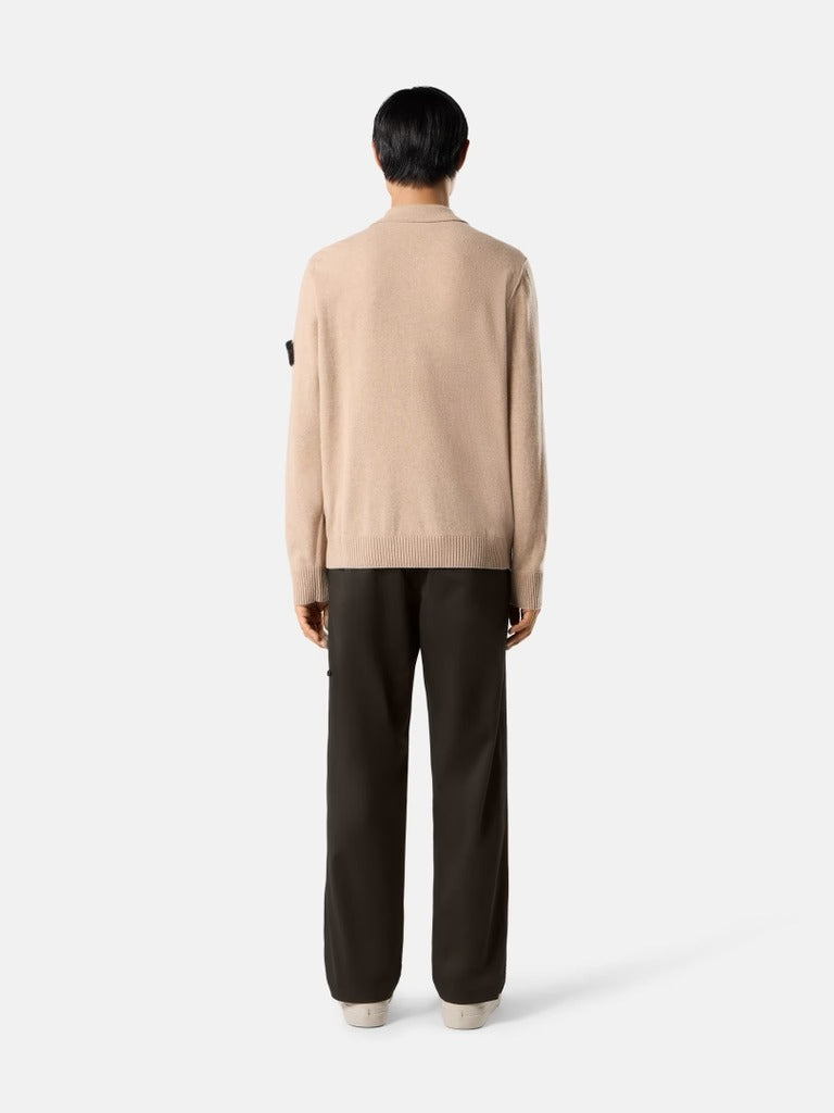 Loose-fit polo collar jumper with button placket-STONE ISLAND-Verso