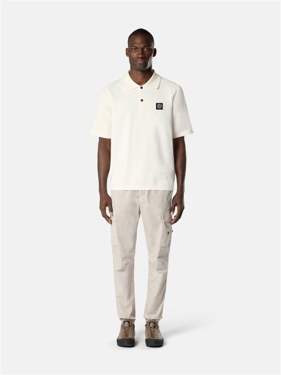 Loose-fit short-sleeve polo with compass patch-STONE ISLAND-Verso