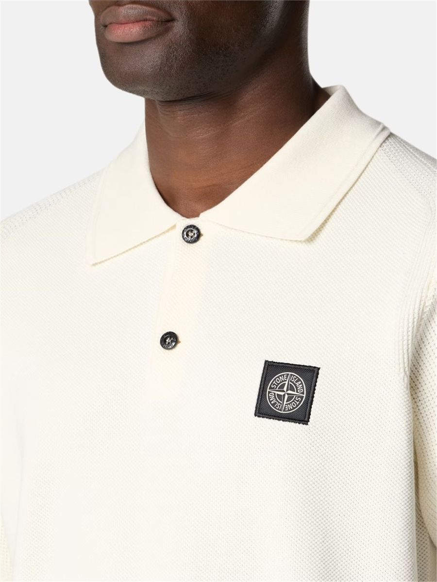 Loose-fit short-sleeve polo with compass patch-STONE ISLAND-Verso