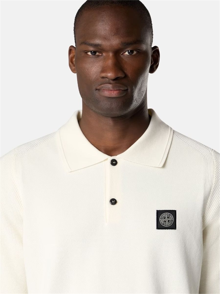 Loose-fit short-sleeve polo with compass patch-STONE ISLAND-Verso