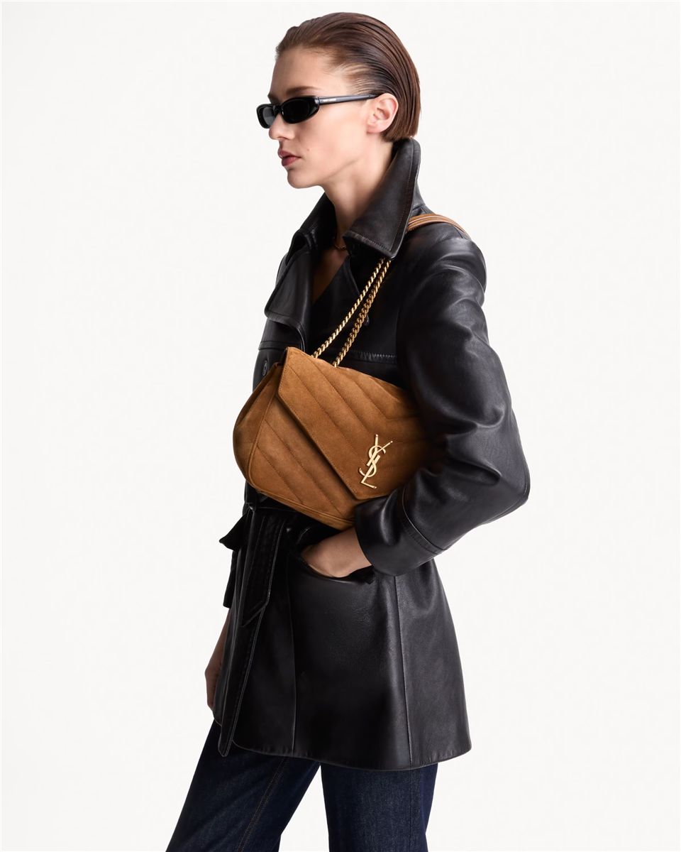 Loulou medium in matelassé suede-SAINT LAURENT-Verso