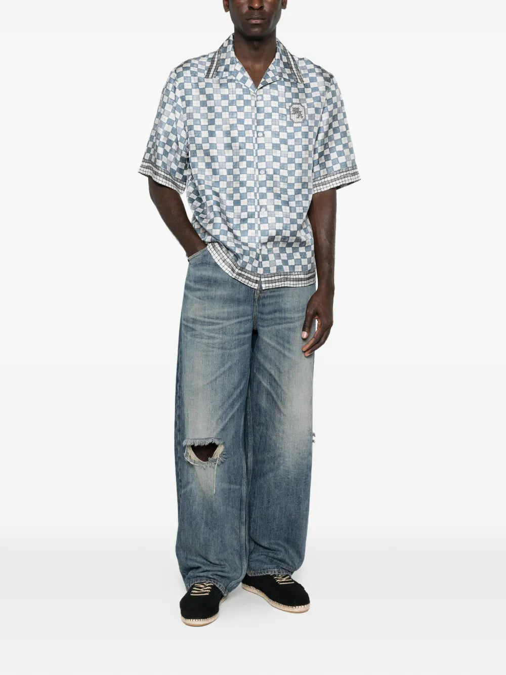 Ma chequered graphic shirt-AMIRI-Verso