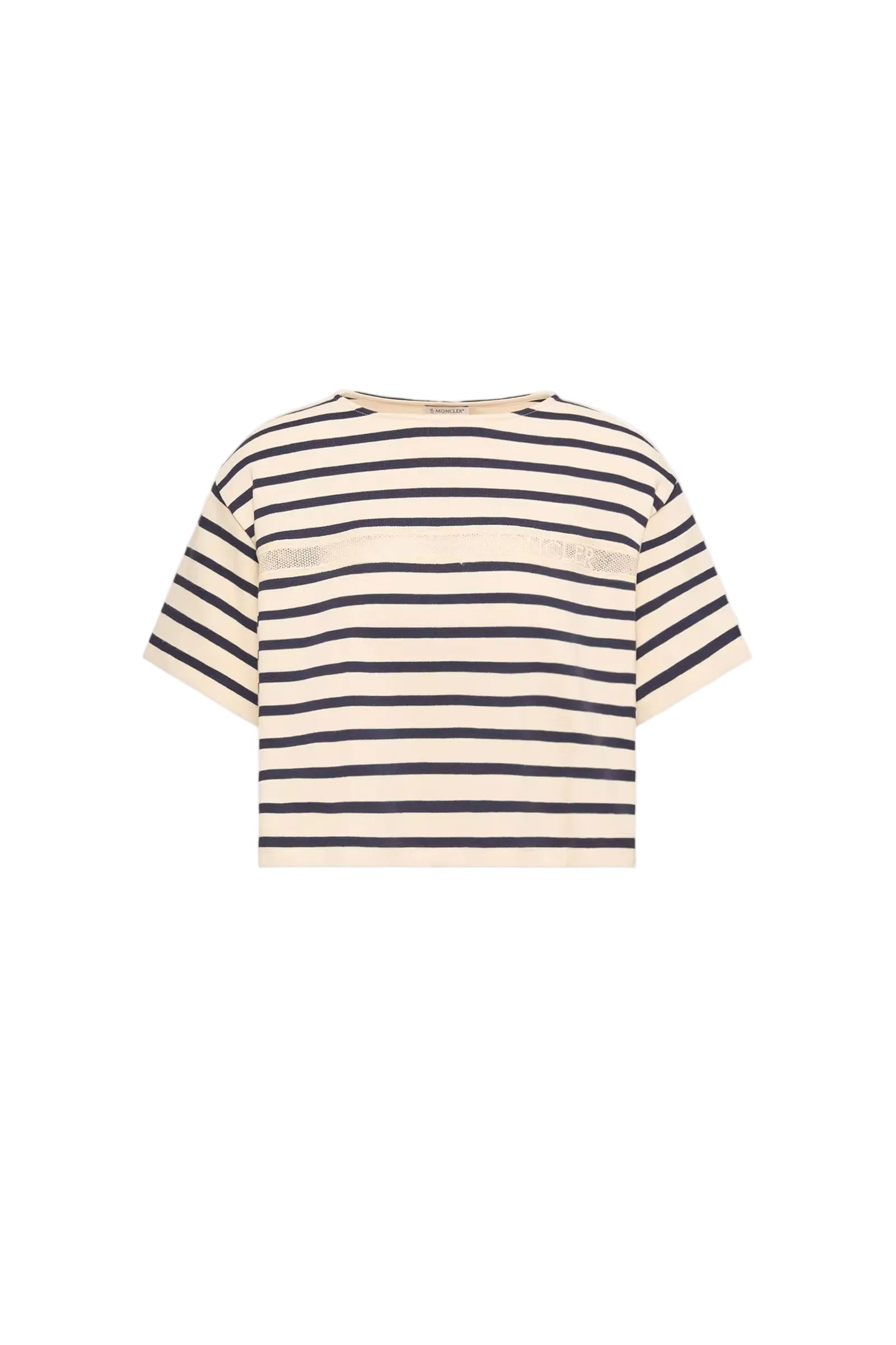 Macramé-Trimmed Striped Cotton T-Shirt-MONCLER-307070-XS-Verso