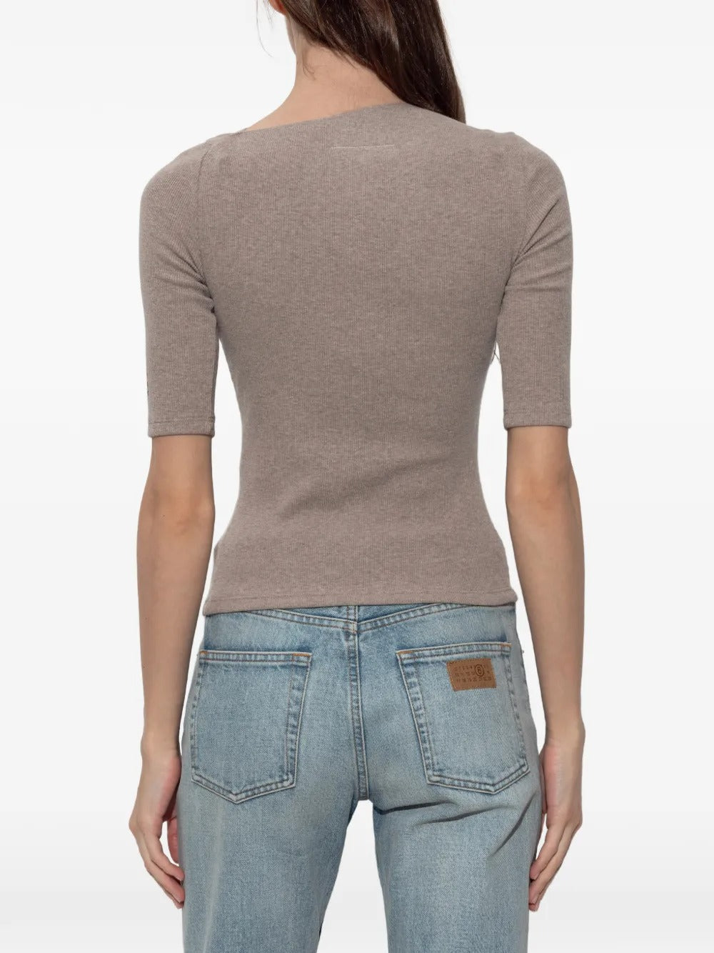 Maison margiela asymmetric-neck ribbed-knit top-MM6-Verso