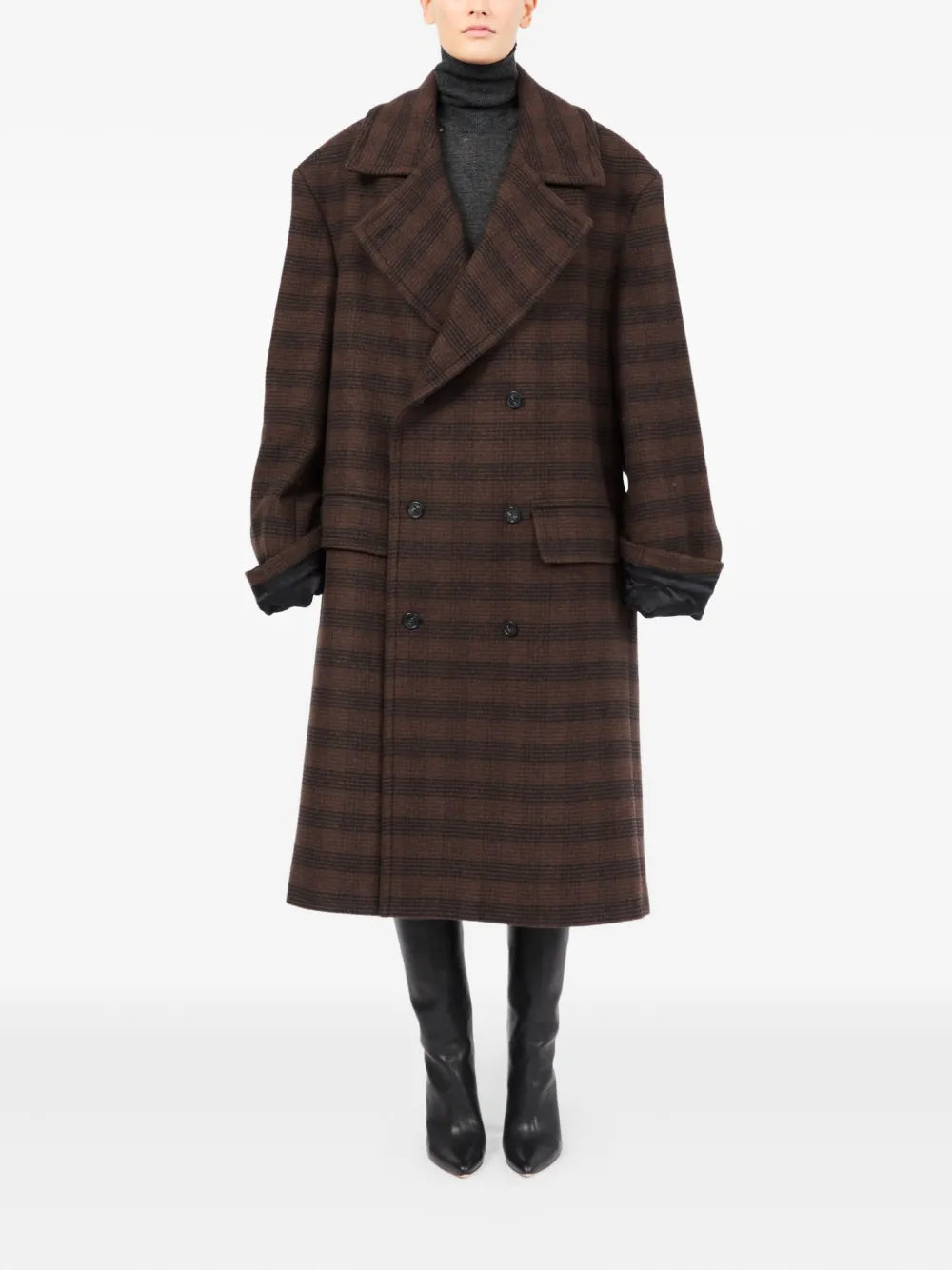 【定価13万】19AW MM6 docking Check wrap coat 定価13万】19AW MM6 docking Check wrap coat