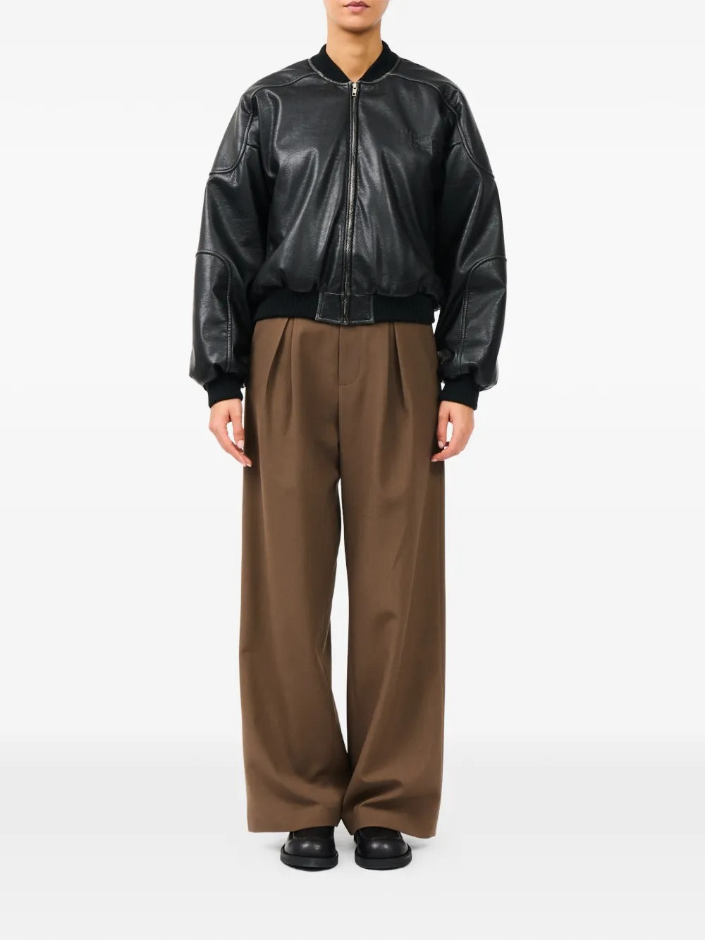 Maison margiela faux leather jacket with rib-knit trim-MM6-Verso
