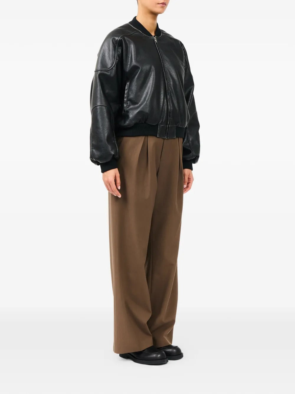 Maison margiela faux leather jacket with rib-knit trim-MM6-Verso
