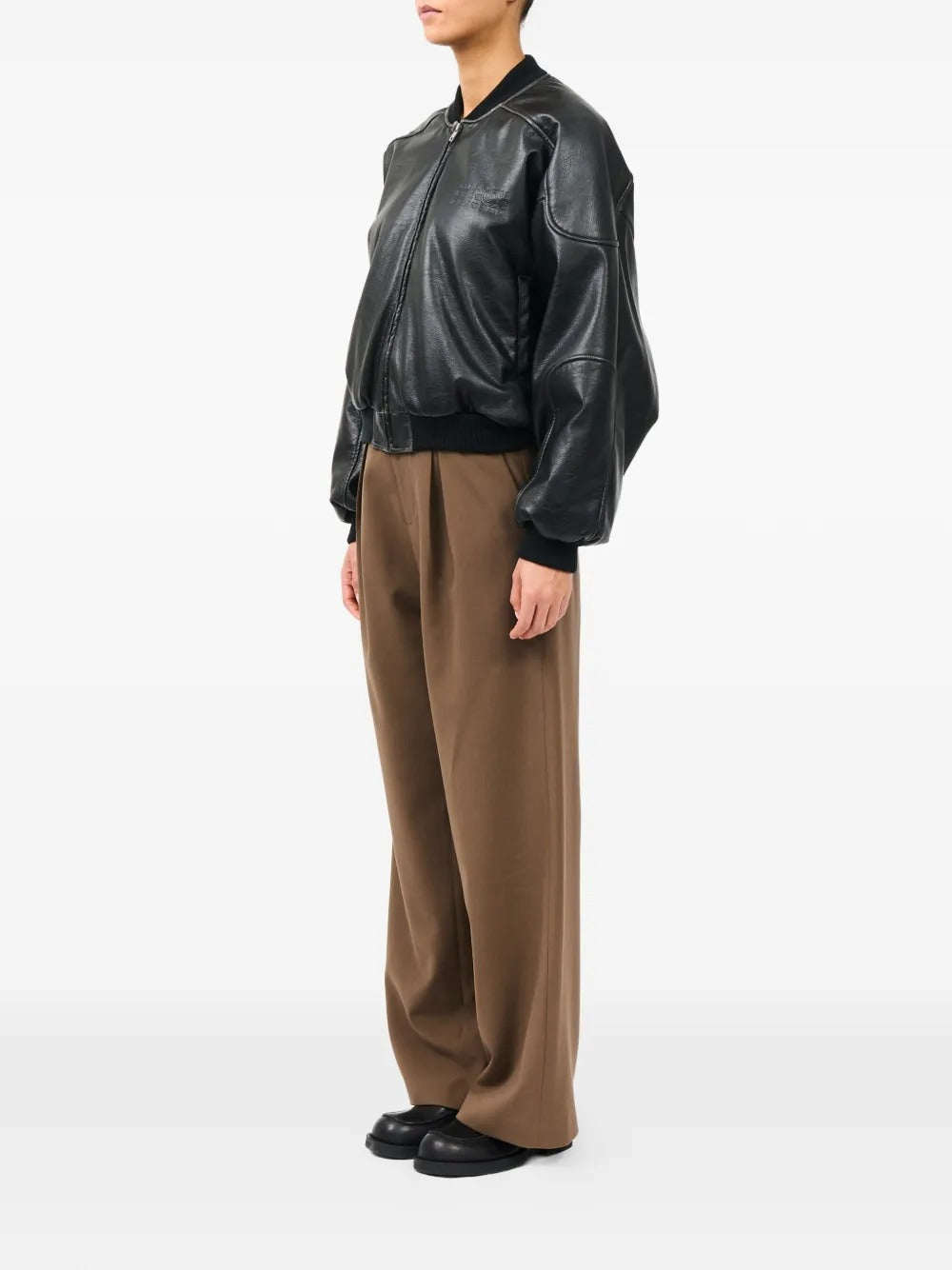 Maison margiela faux leather jacket with rib-knit trim-MM6-Verso