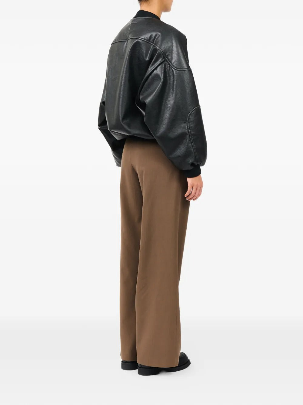 Maison margiela faux leather jacket with rib-knit trim-MM6-Verso