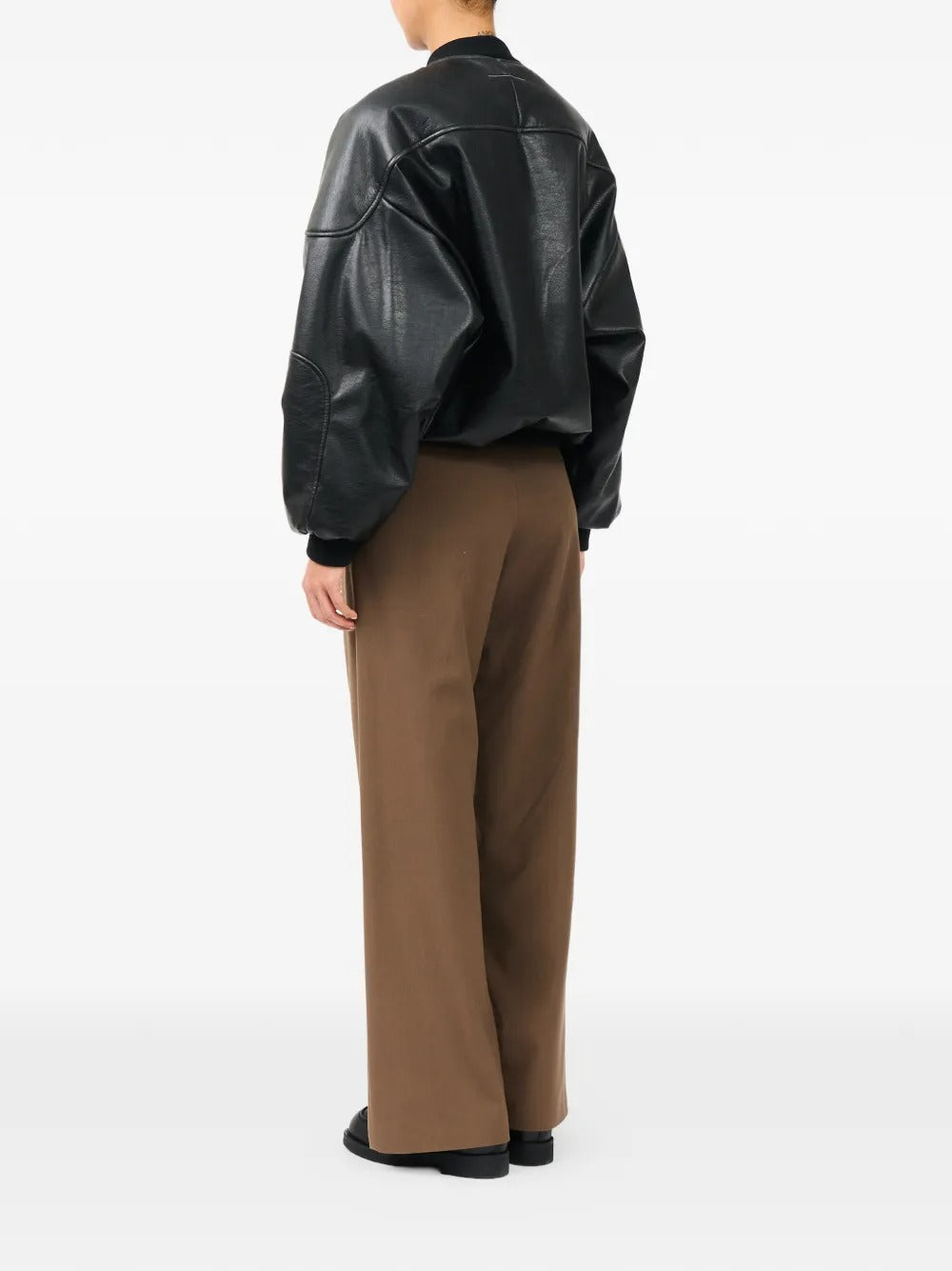 Maison margiela faux leather jacket with rib-knit trim-MM6-Verso