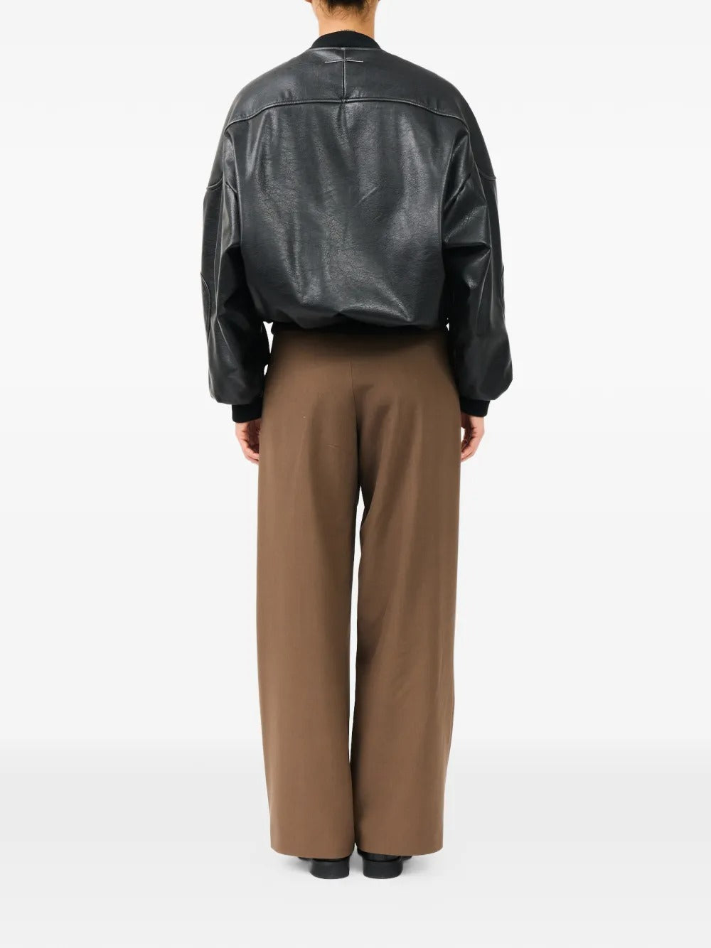 Maison margiela faux leather jacket with rib-knit trim-MM6-Verso