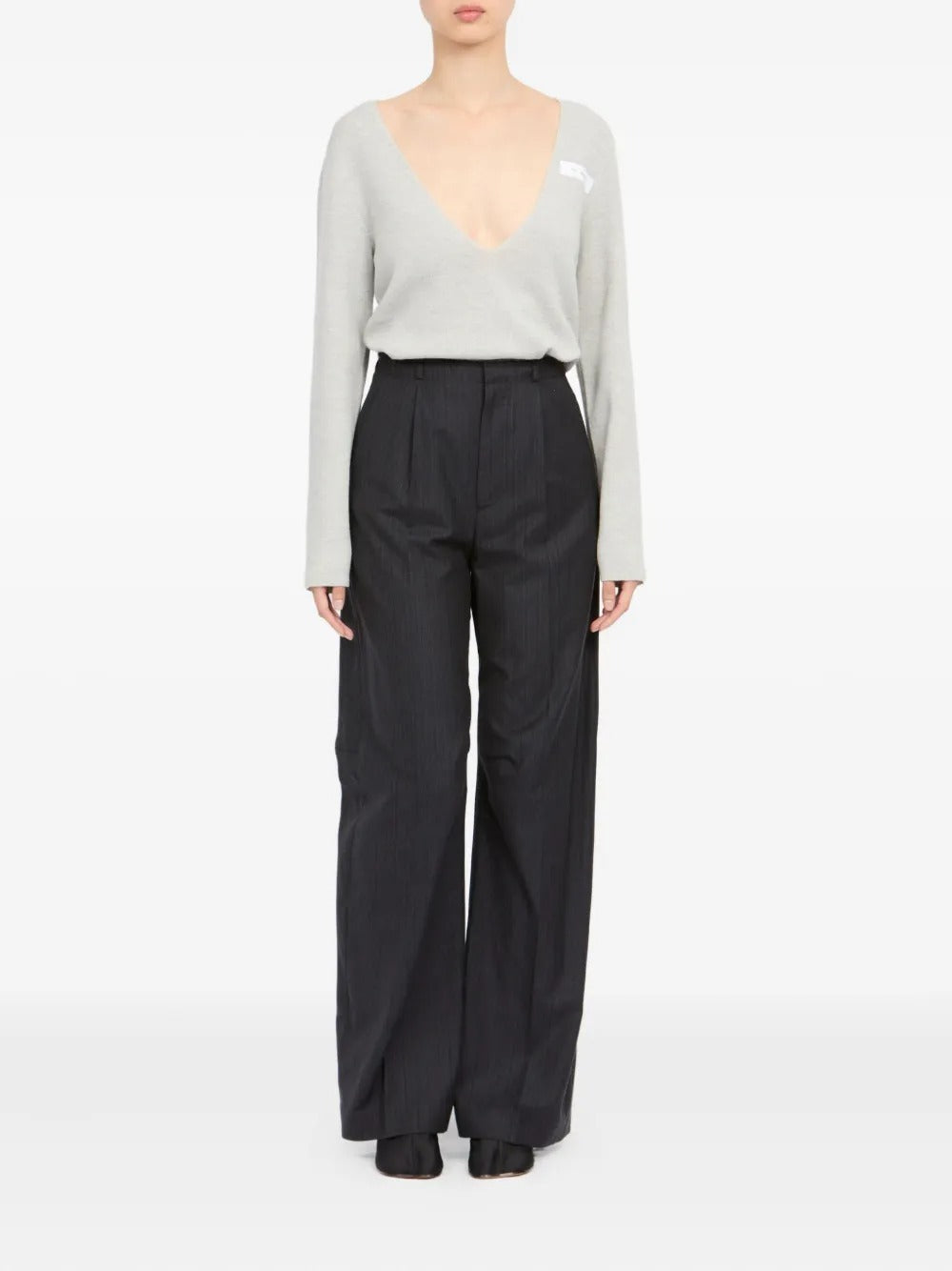 Maison Margiela Pinstripe Frayed Trousers-MM6-Verso