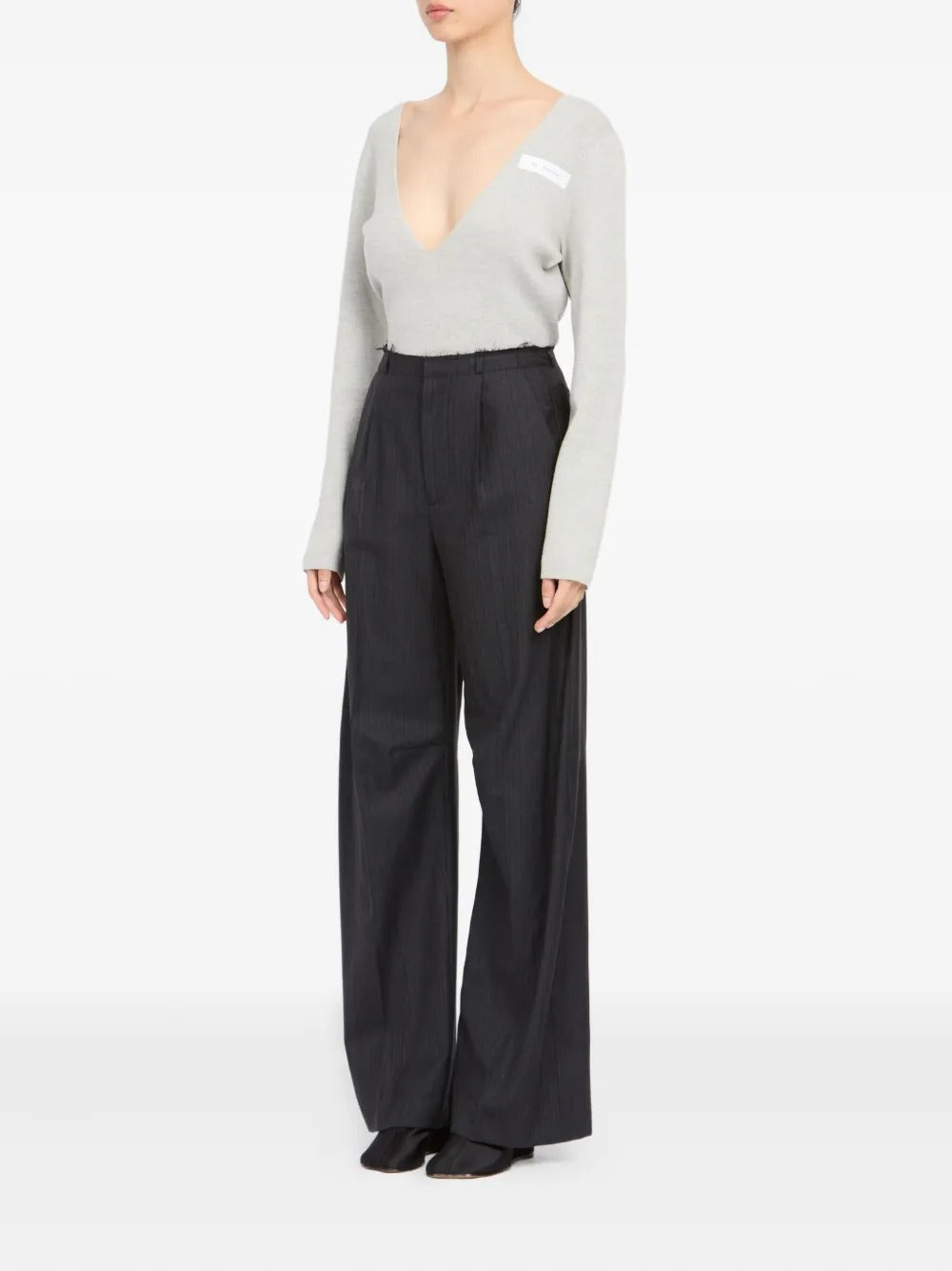 Maison Margiela Pinstripe Frayed Trousers-MM6-Verso