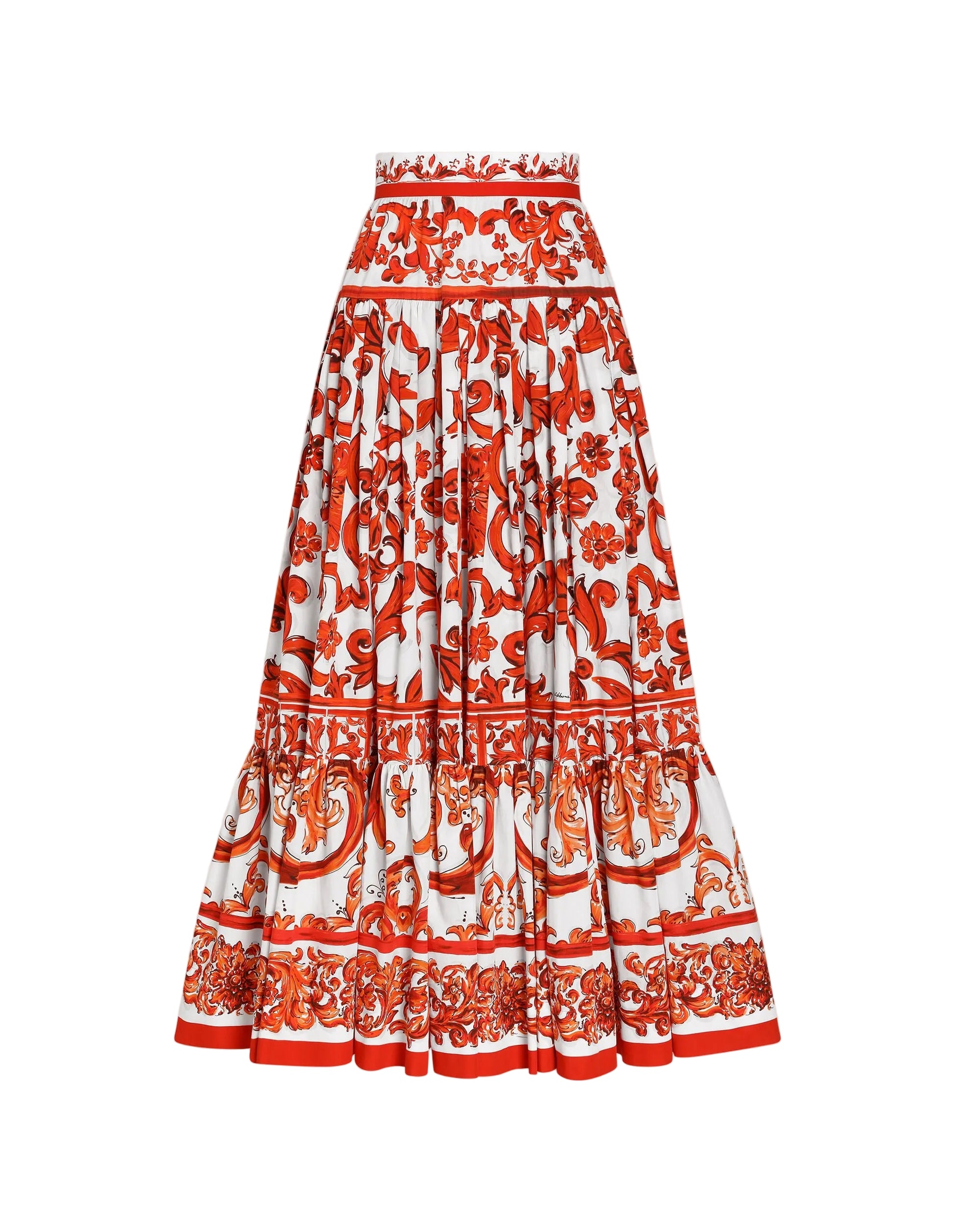Majolica-print poplin long skirt-DOLCE&GABBANA-Verso