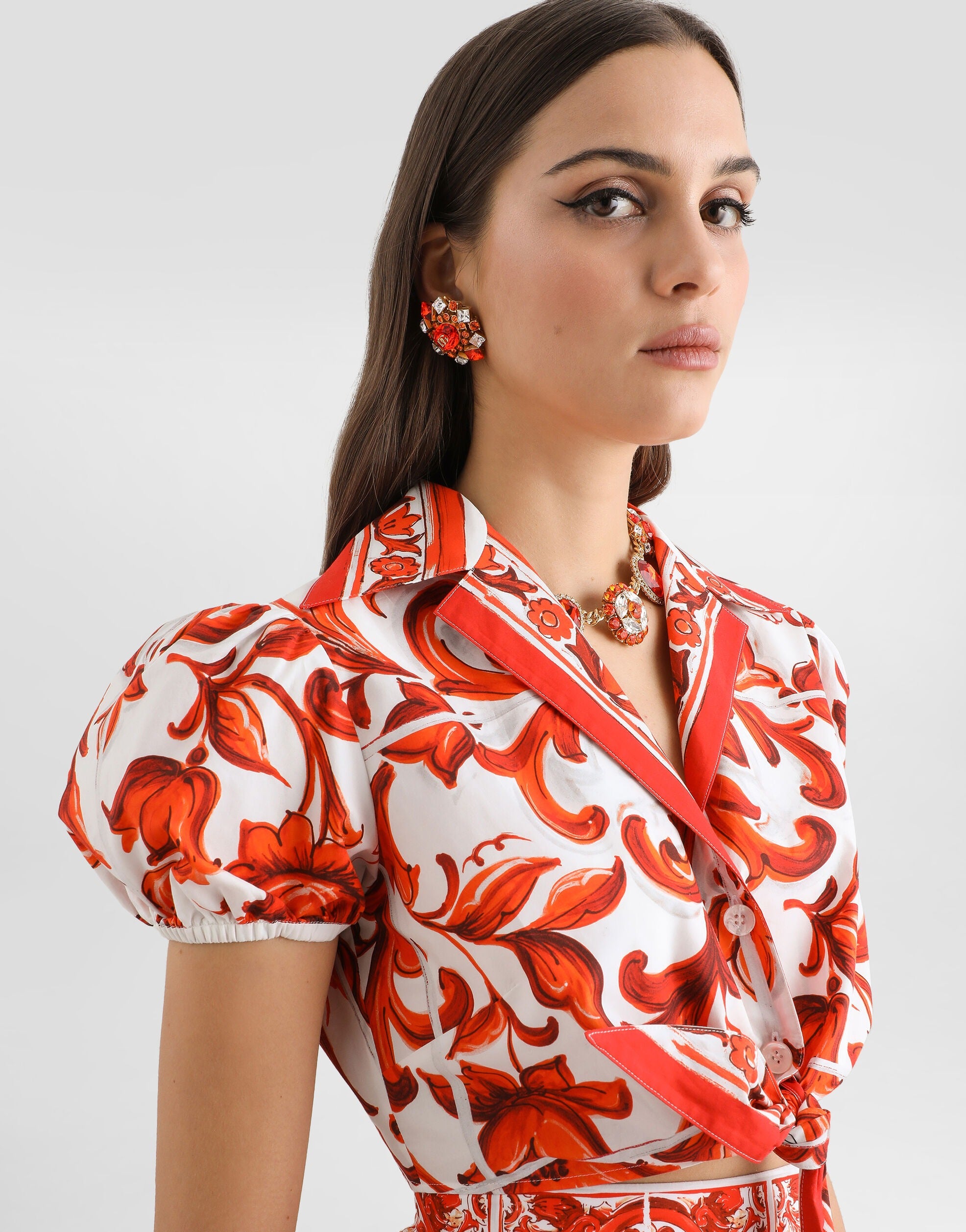 Majolica-print poplin shirt-DOLCE&GABBANA-Verso