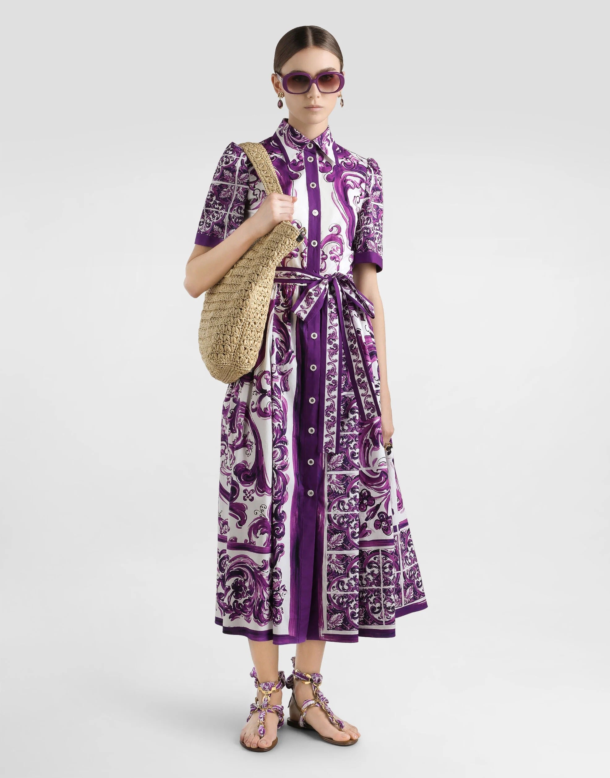 MAJOLICA-PRINT POPLIN SHIRT DRESS-DOLCE & GABBANA-Verso