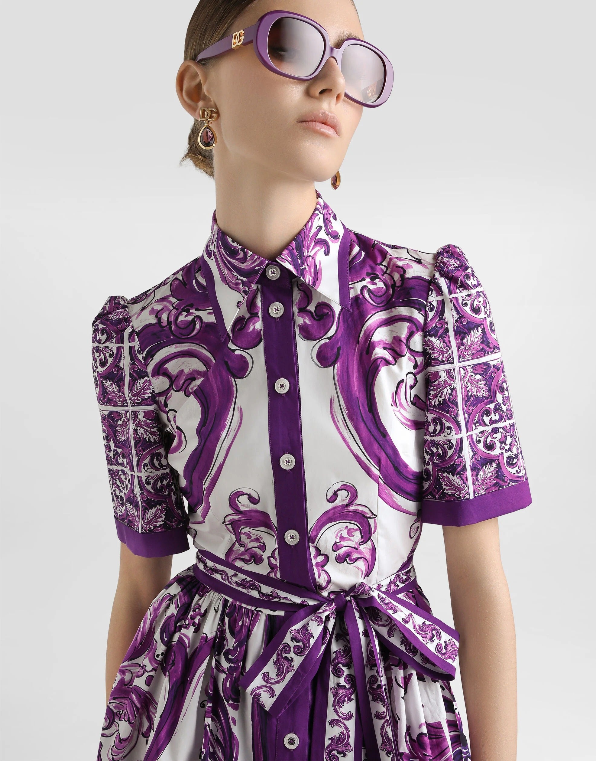 MAJOLICA-PRINT POPLIN SHIRT DRESS-DOLCE & GABBANA-Verso