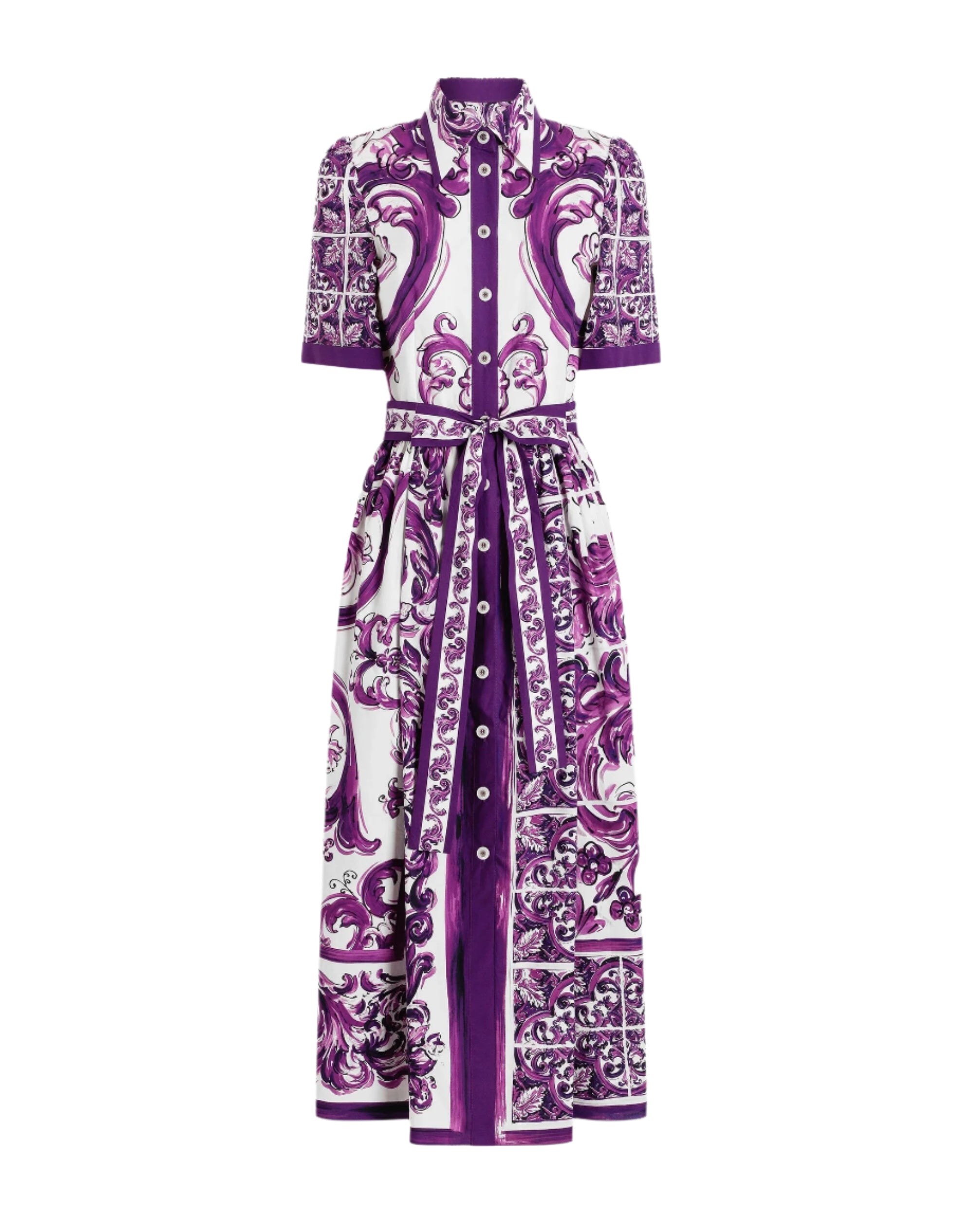 MAJOLICA-PRINT POPLIN SHIRT DRESS-DOLCE & GABBANA-Verso