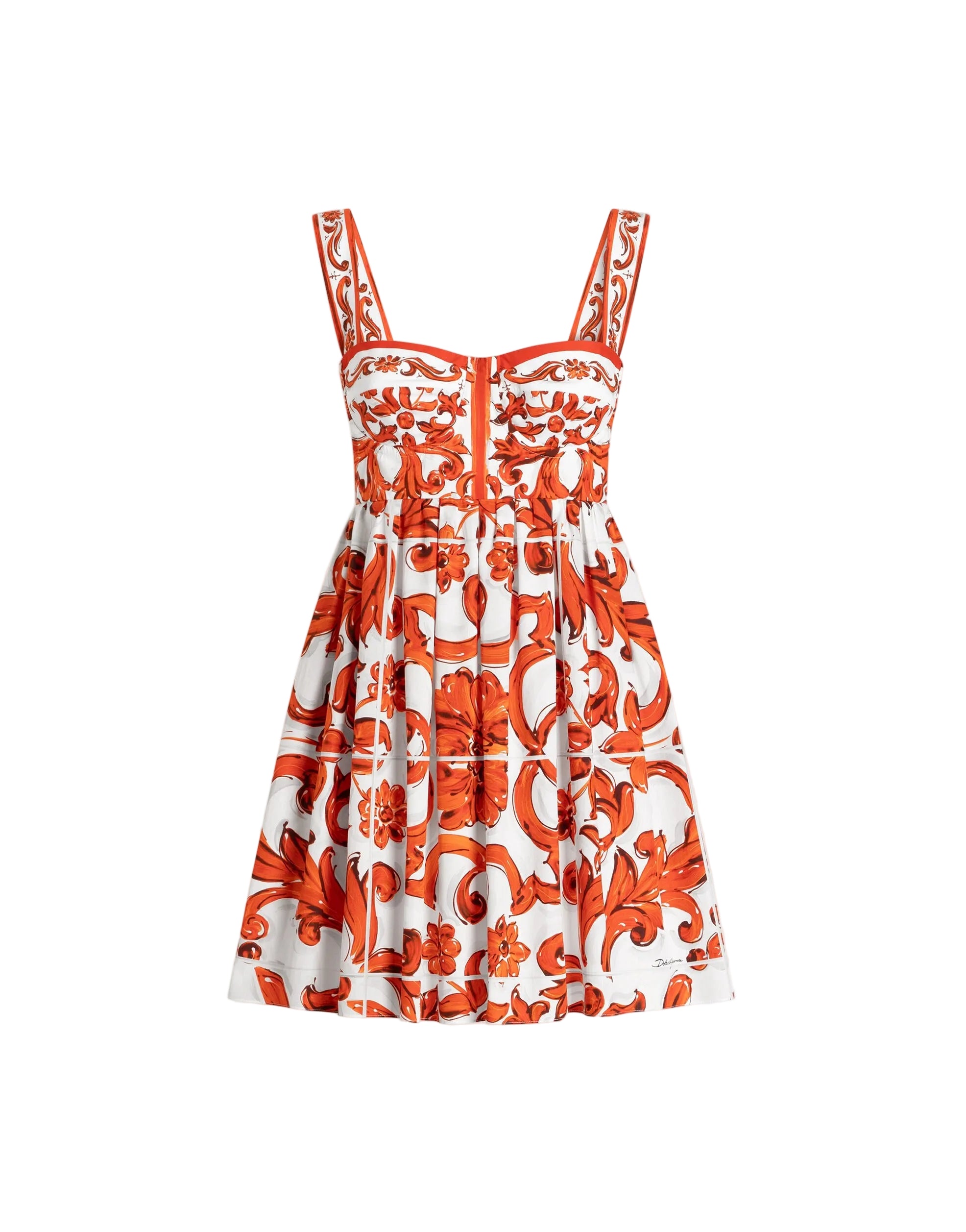 Majolica-print poplin short dress-DOLCE&GABBANA-Verso