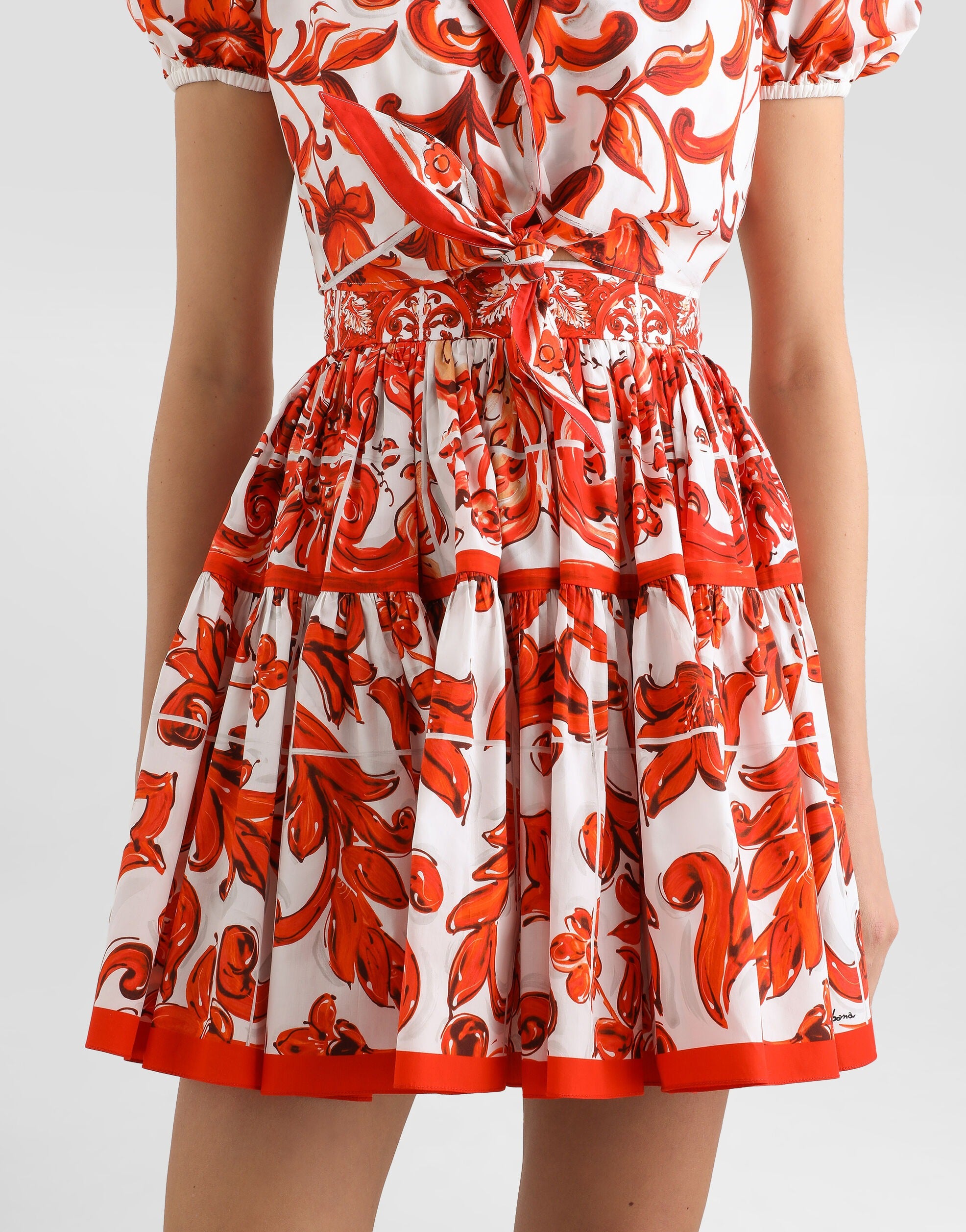 Majolica-print poplin short skirt-DOLCE&GABBANA-Verso