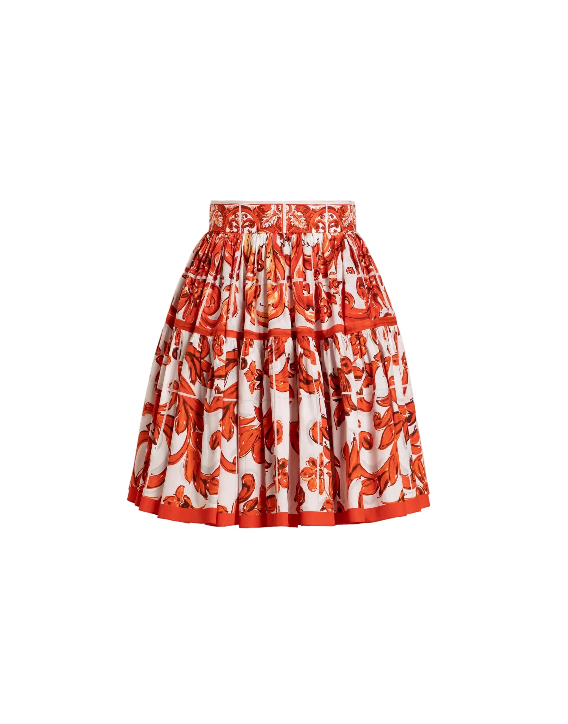 Majolica-print poplin short skirt-DOLCE&GABBANA-Verso