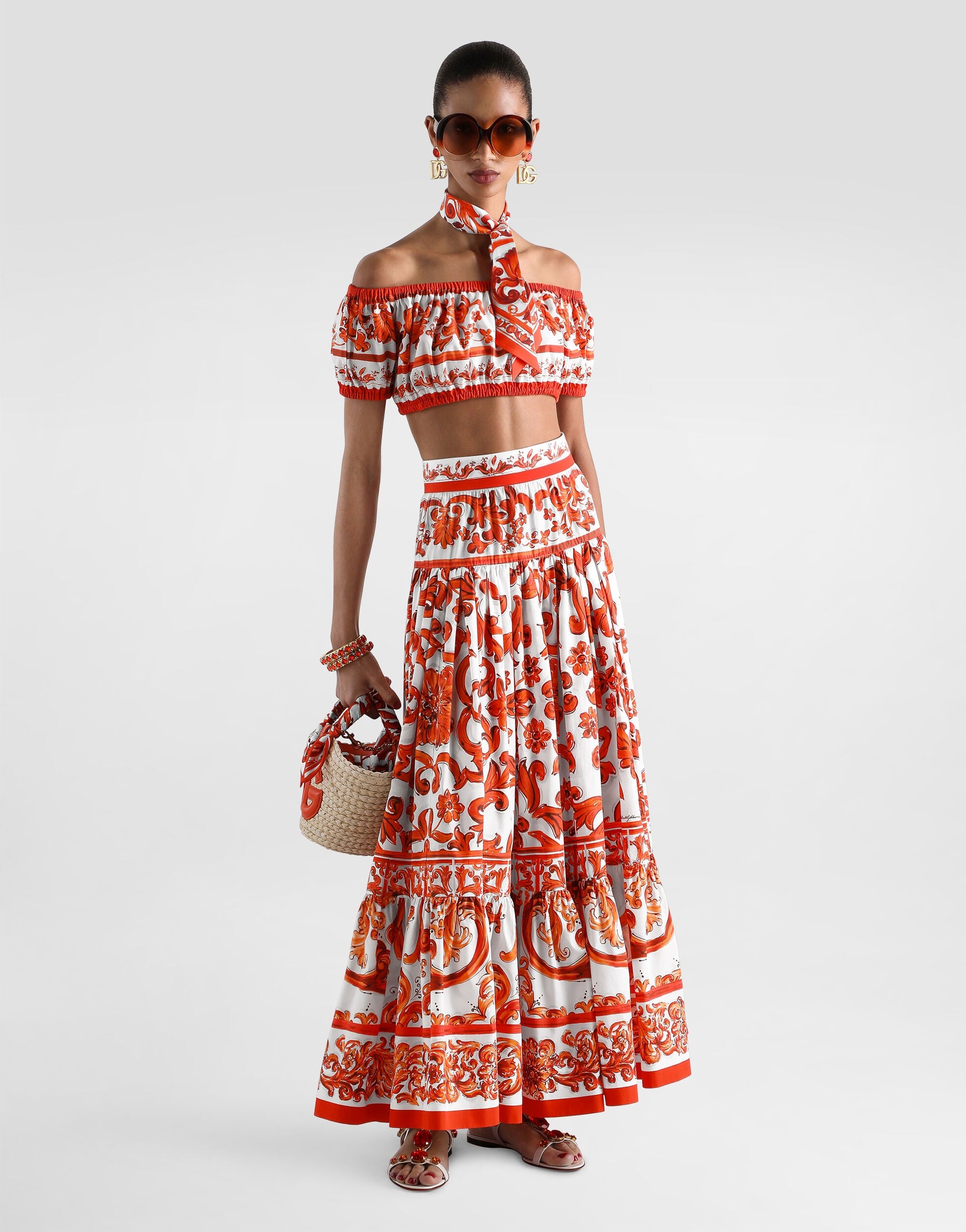 Majolica-print poplin top-DOLCE&GABBANA-Verso