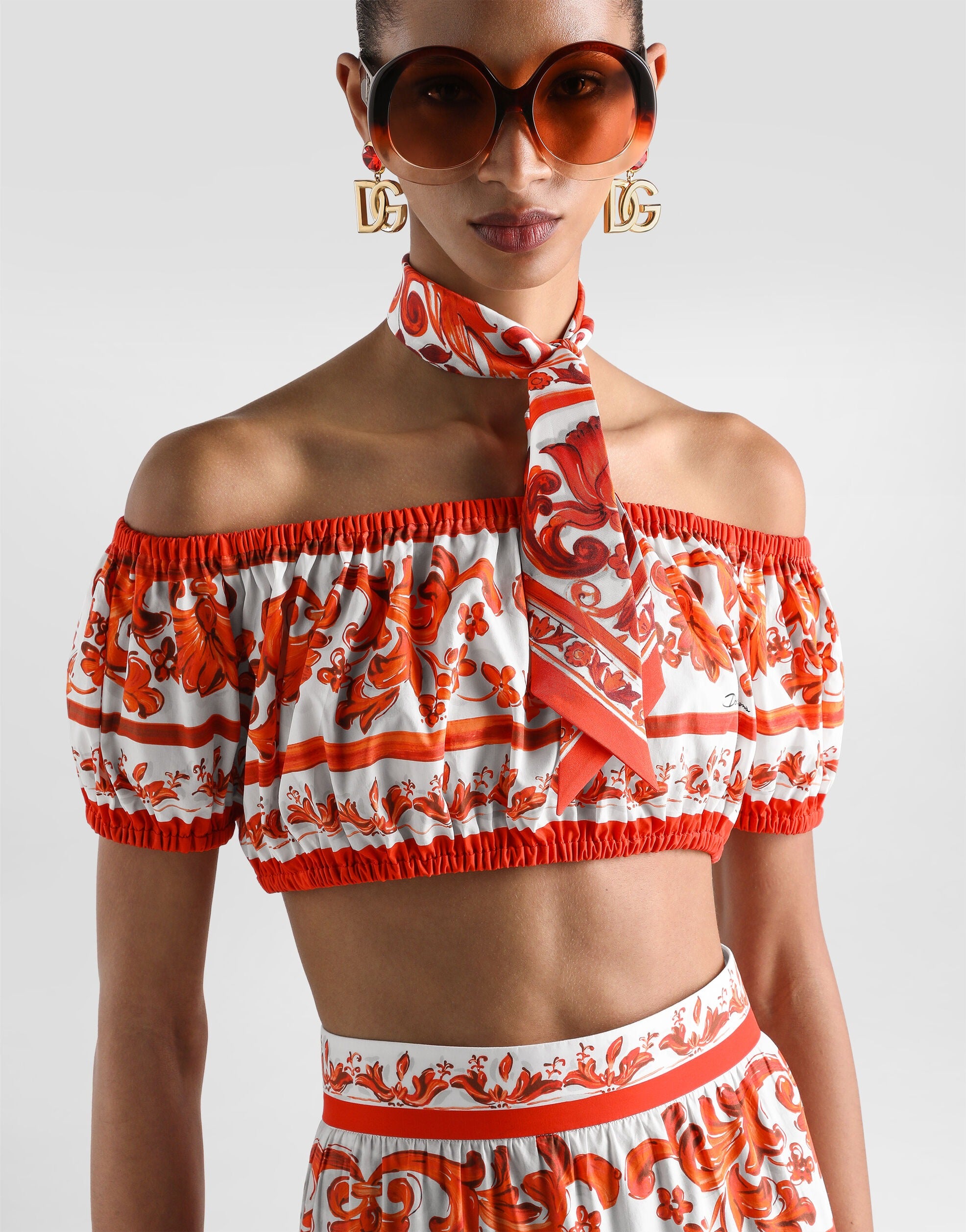 Majolica-print poplin top-DOLCE&GABBANA-Verso