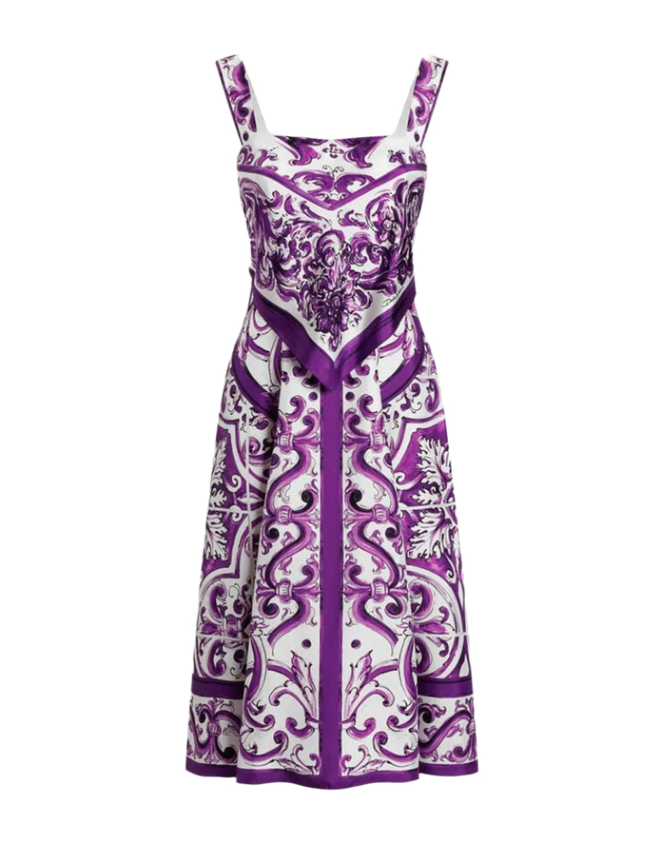 MAJOLICA-PRINT SILK TWILL DRESS-DOLCE & GABBANA-Verso