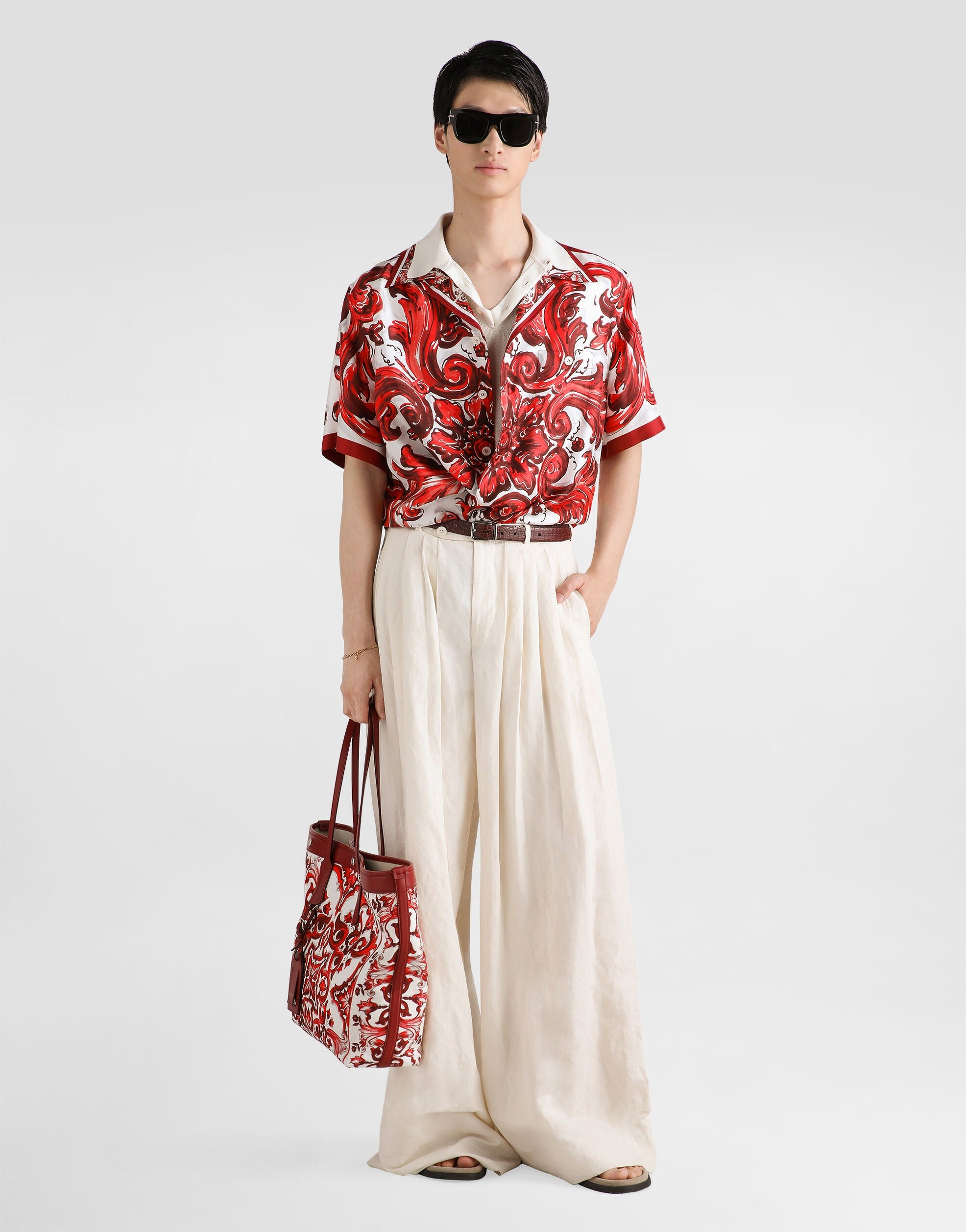 Majolica-print silk twill hawaii shirt-DOLCE&GABBANA-Verso