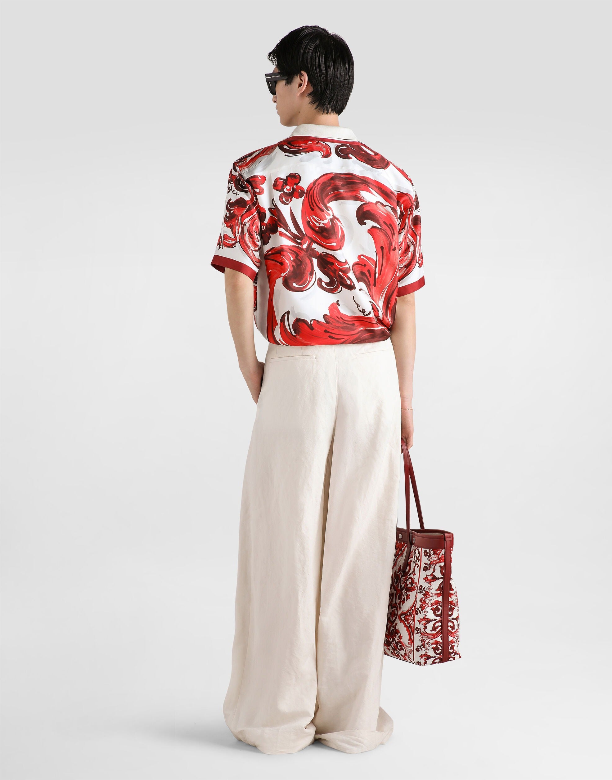 Majolica-print silk twill hawaii shirt-DOLCE&GABBANA-Verso