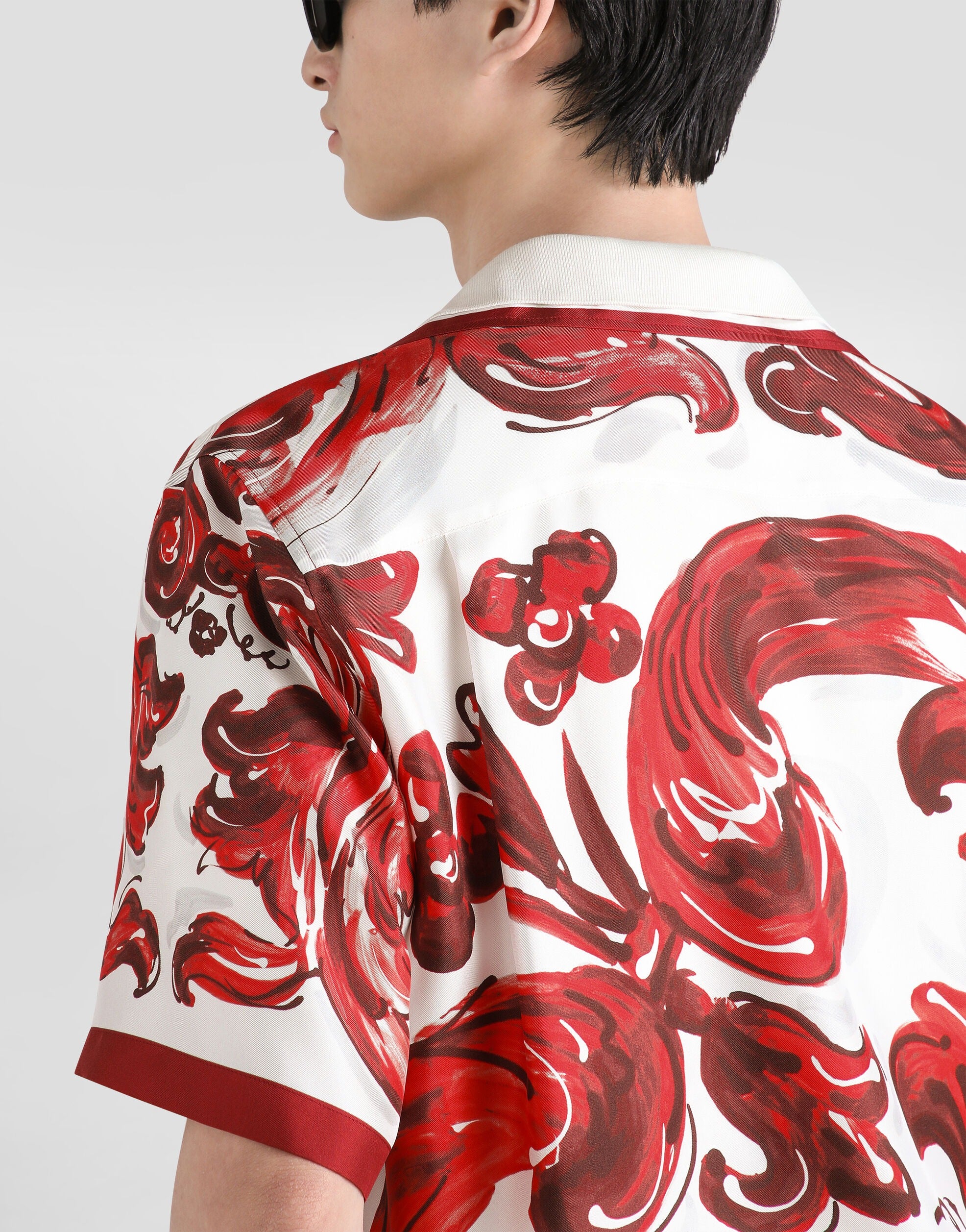 Majolica-print silk twill hawaii shirt-DOLCE&GABBANA-Verso