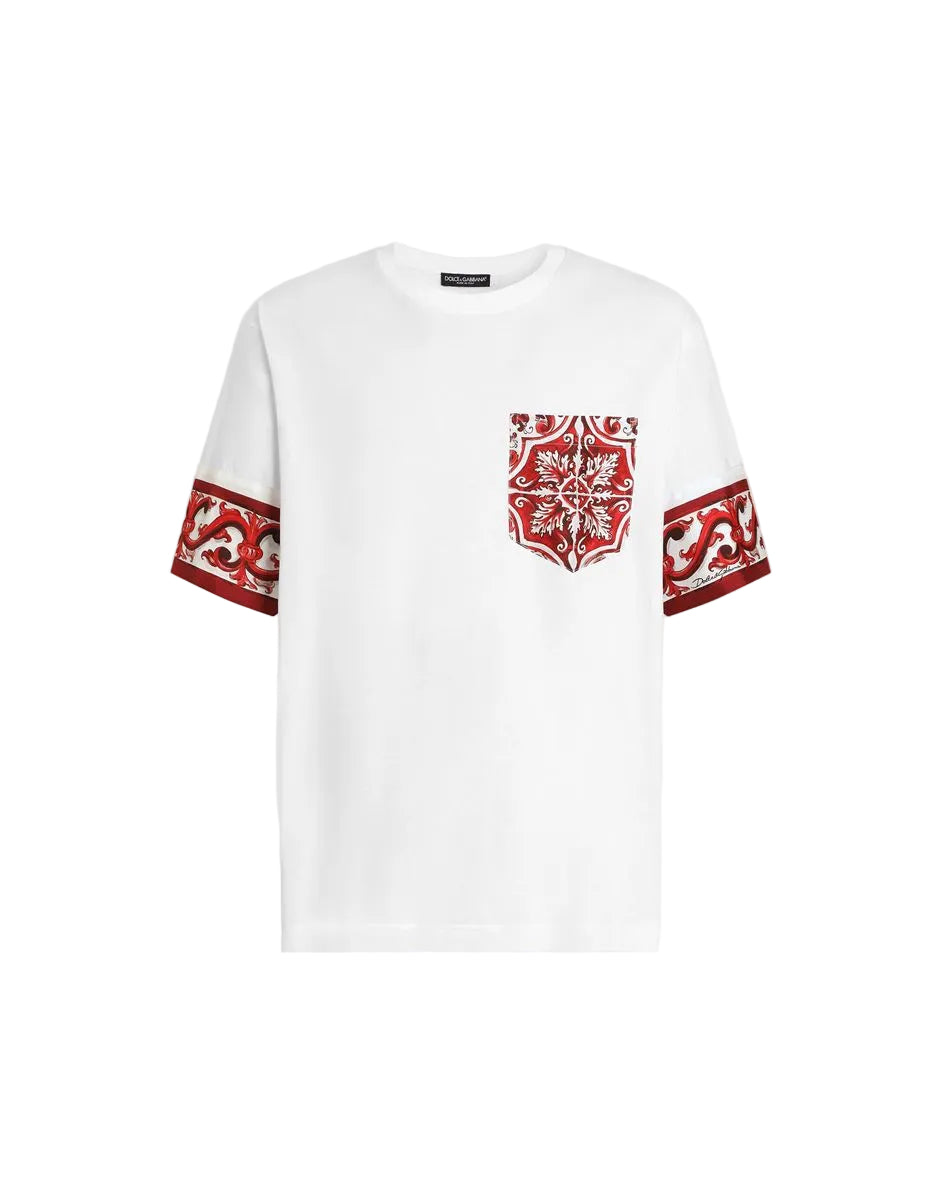 Majolica-print t-shirt in cotton-DOLCE&GABBANA-308983-46-Verso