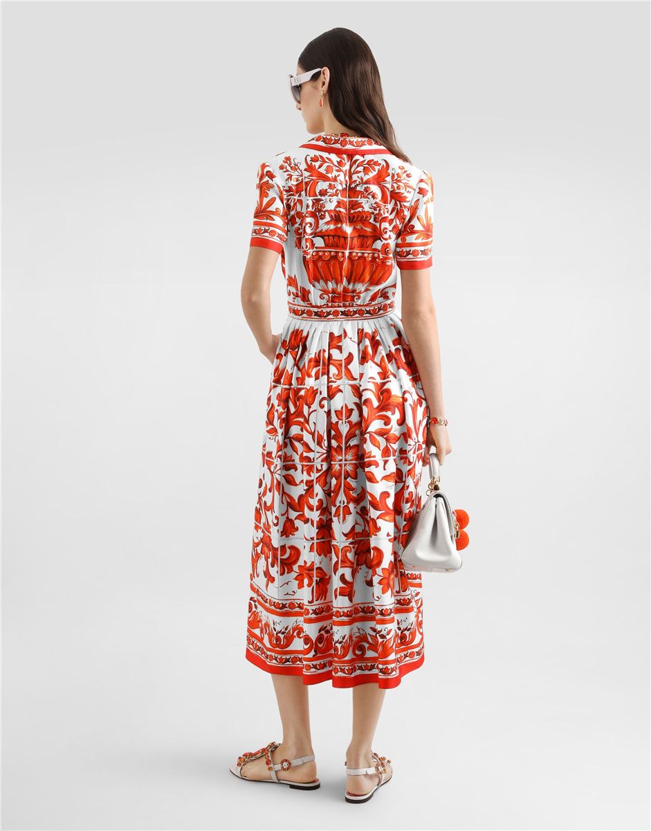 Majolica-print twill dress-DOLCE&GABBANA-Verso