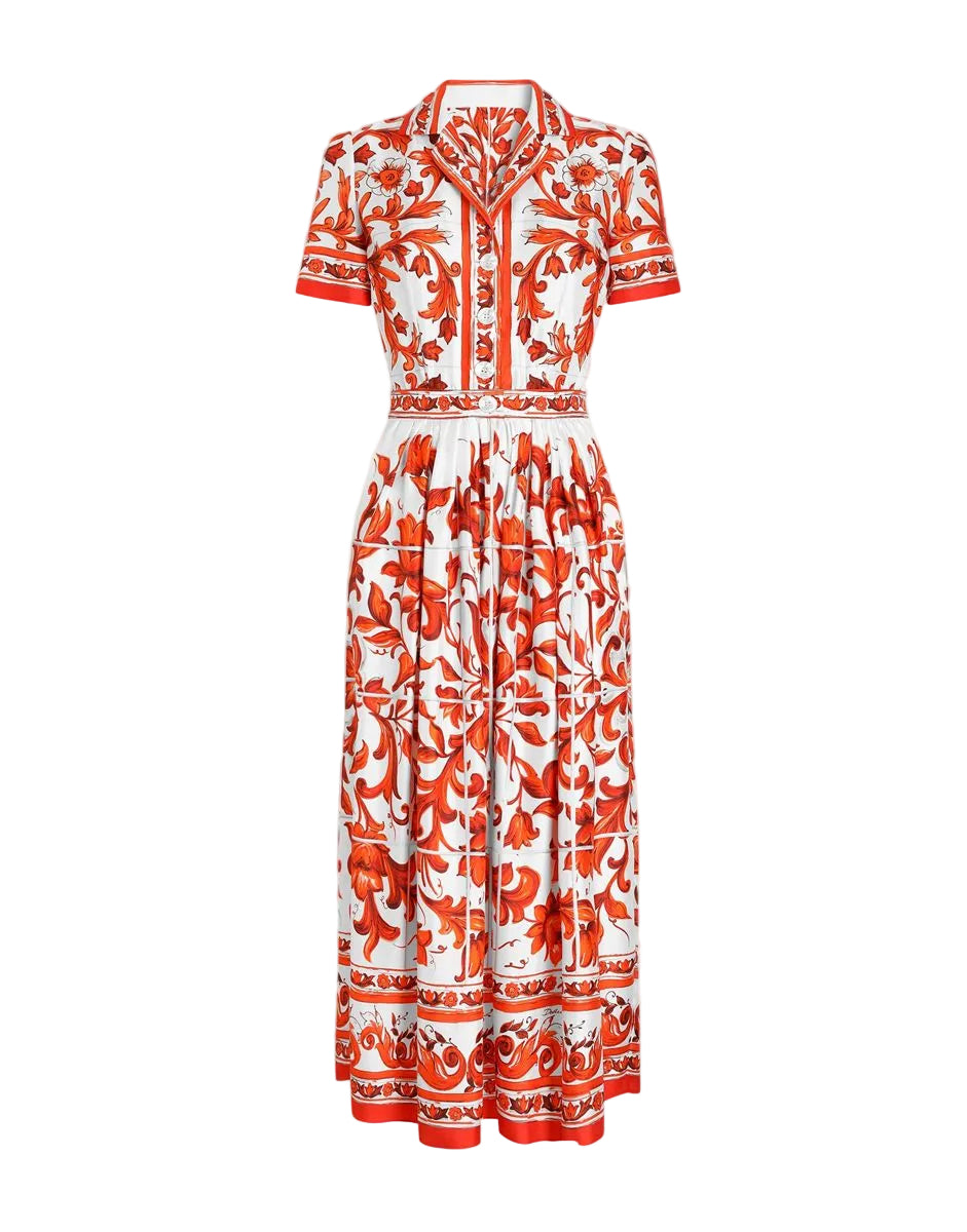 Majolica-print twill dress-DOLCE&GABBANA-309175-42-Verso