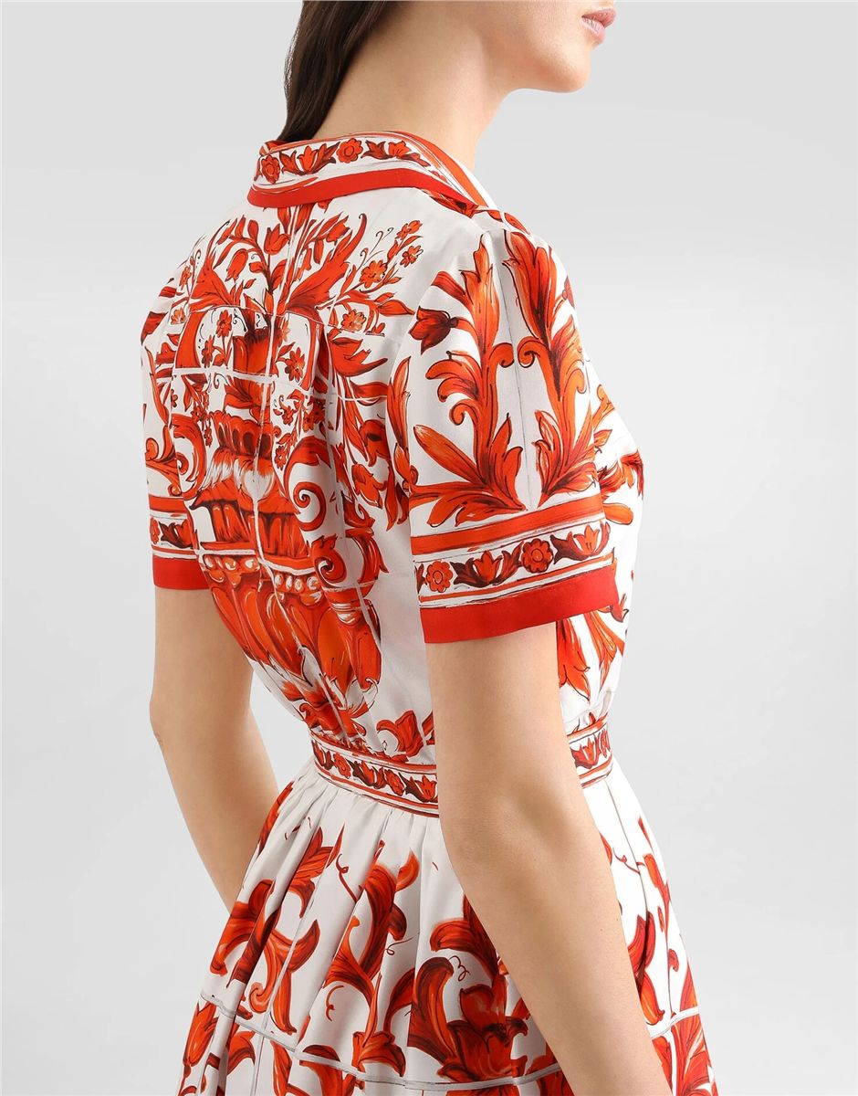 Majolica-print twill dress-DOLCE&GABBANA-Verso