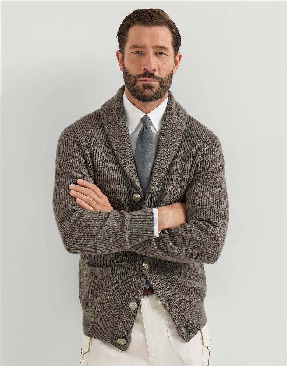 Malfilé cotton english rib cardigan-BRUNELLO CUCINELLI-Verso