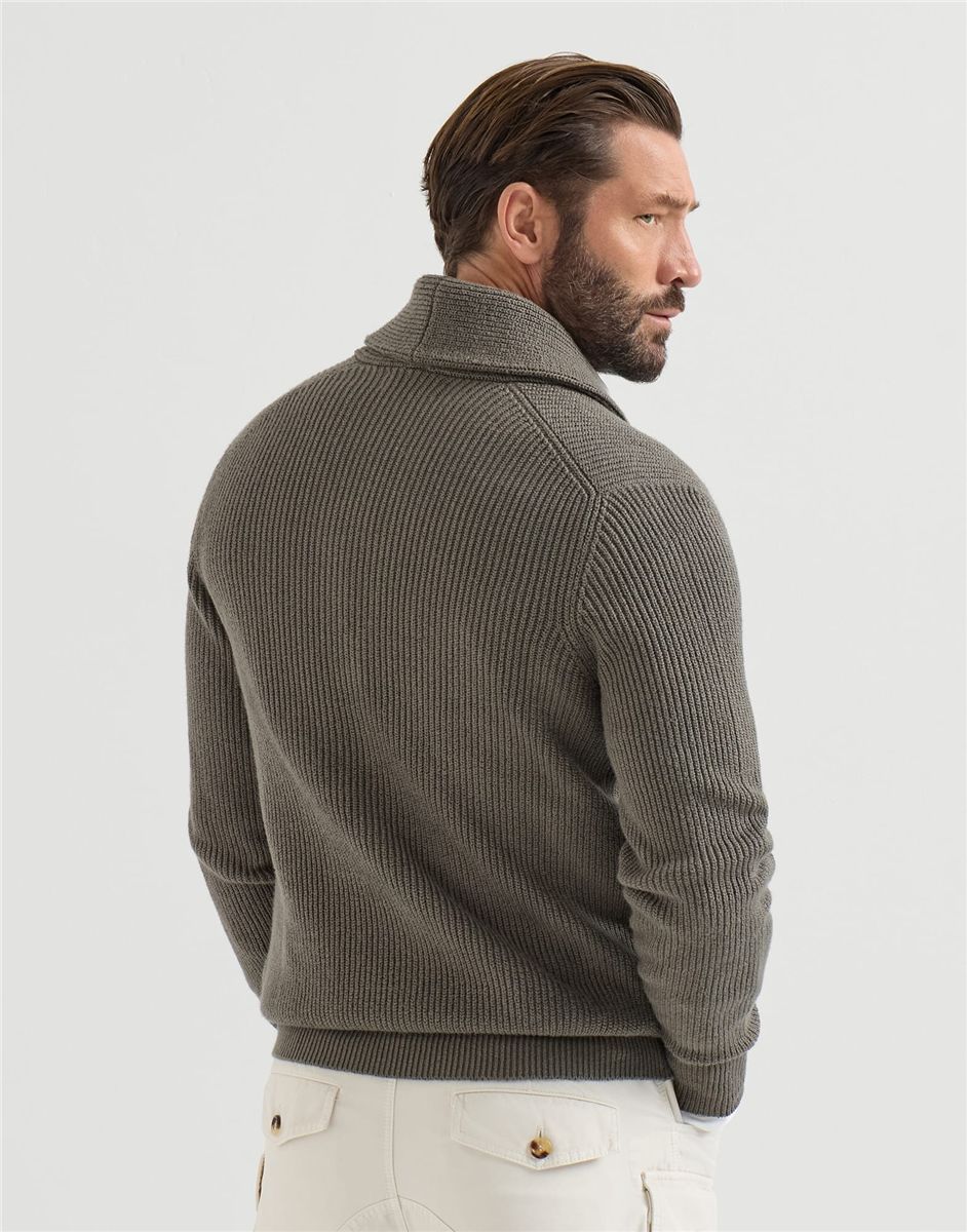 Malfilé cotton english rib cardigan-BRUNELLO CUCINELLI-Verso