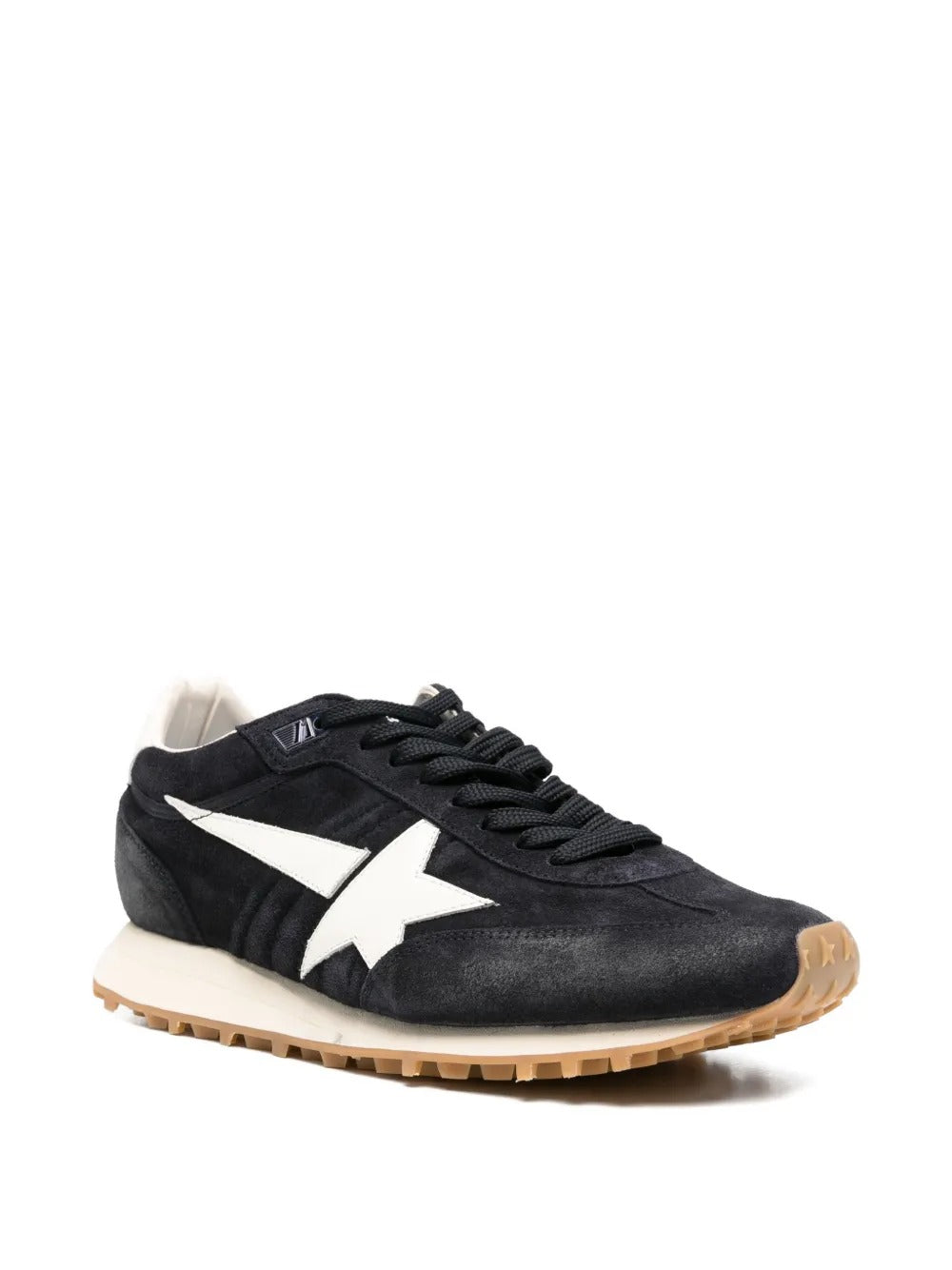 Marathon in blue navy suede with white leather star and heel tab sneakers-GOLDEN GOOSE-Verso