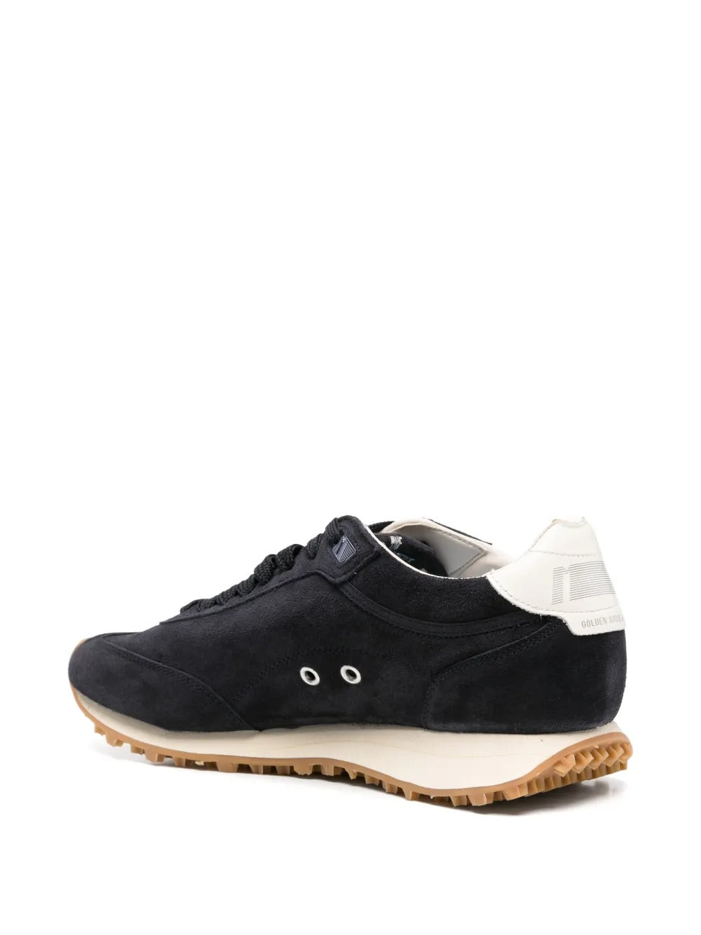Marathon in blue navy suede with white leather star and heel tab sneakers-GOLDEN GOOSE-Verso