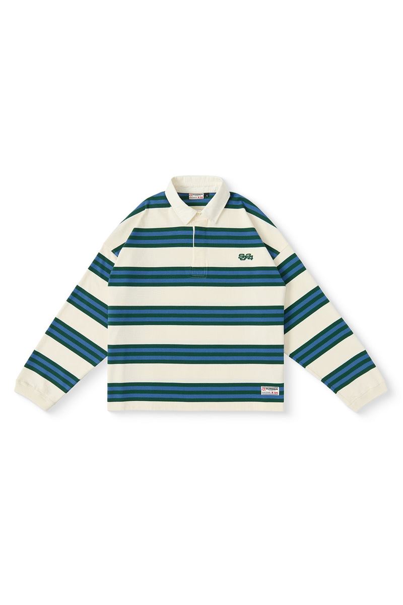 marine stripe ls rugby polo-SUMMER GAMES-Verso