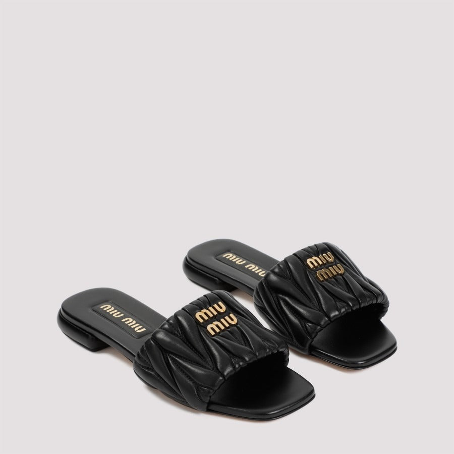 Matelassé nappa leather slides-MIU MIU-Verso