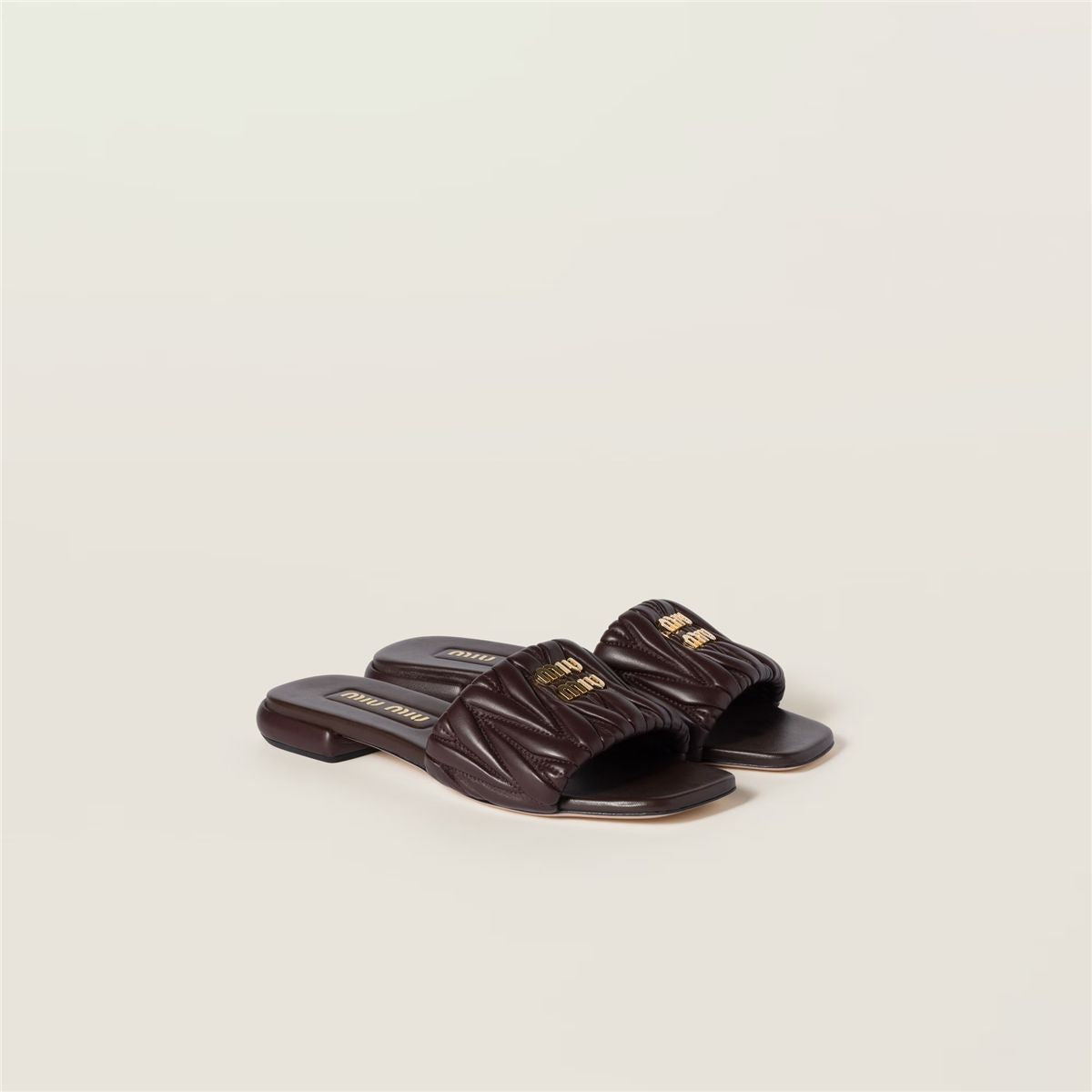 Miu Miu Matelassé Nappa Leather Slides | Verso
