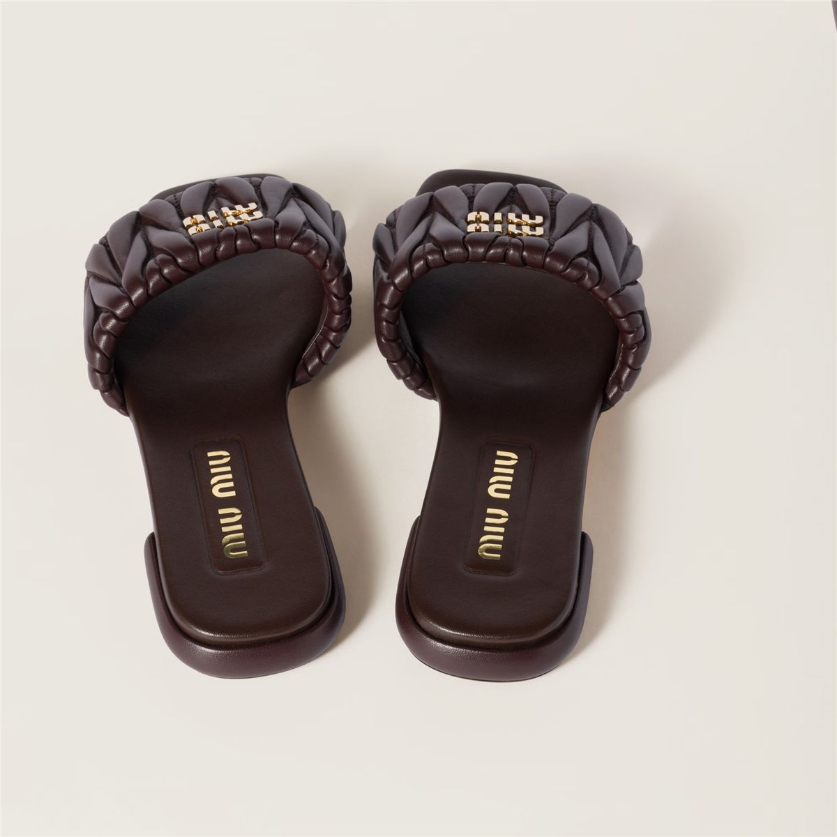 Miu Miu Matelassé Nappa Leather Slides | Verso