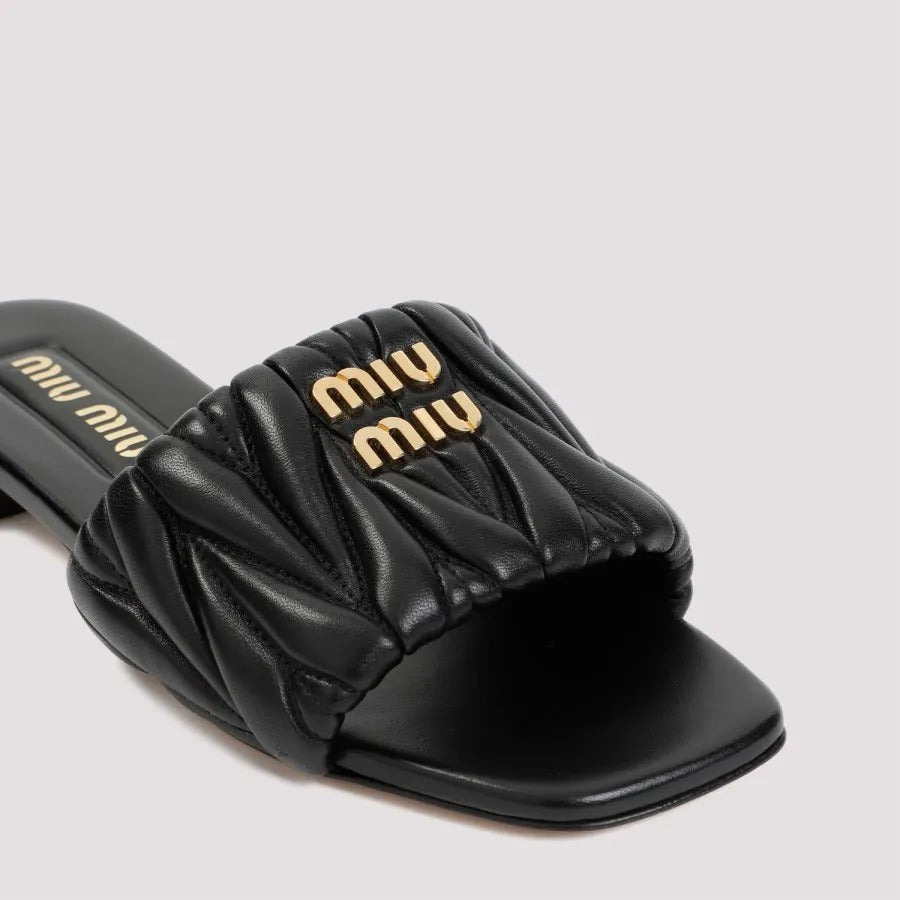 Miu Miu Matelassé nappa leather slides | Verso