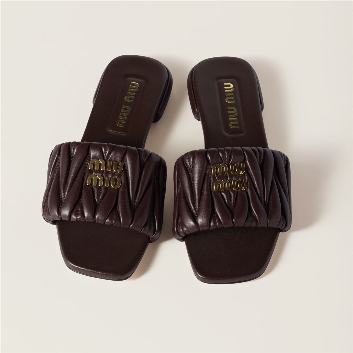 Miu Miu Matelassé Nappa Leather Slides | Verso