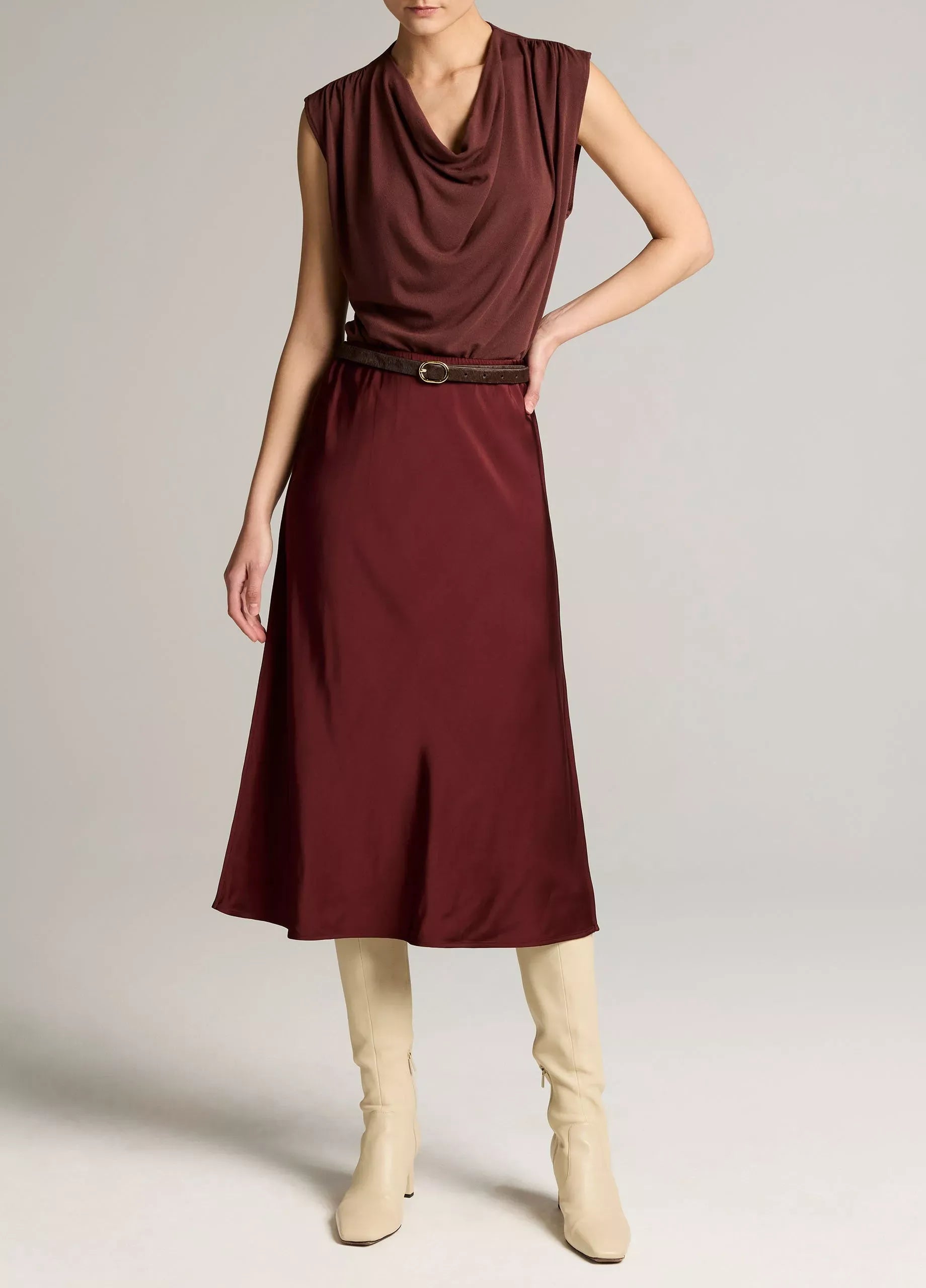 Matte satin slip skirt-VINCE-Verso