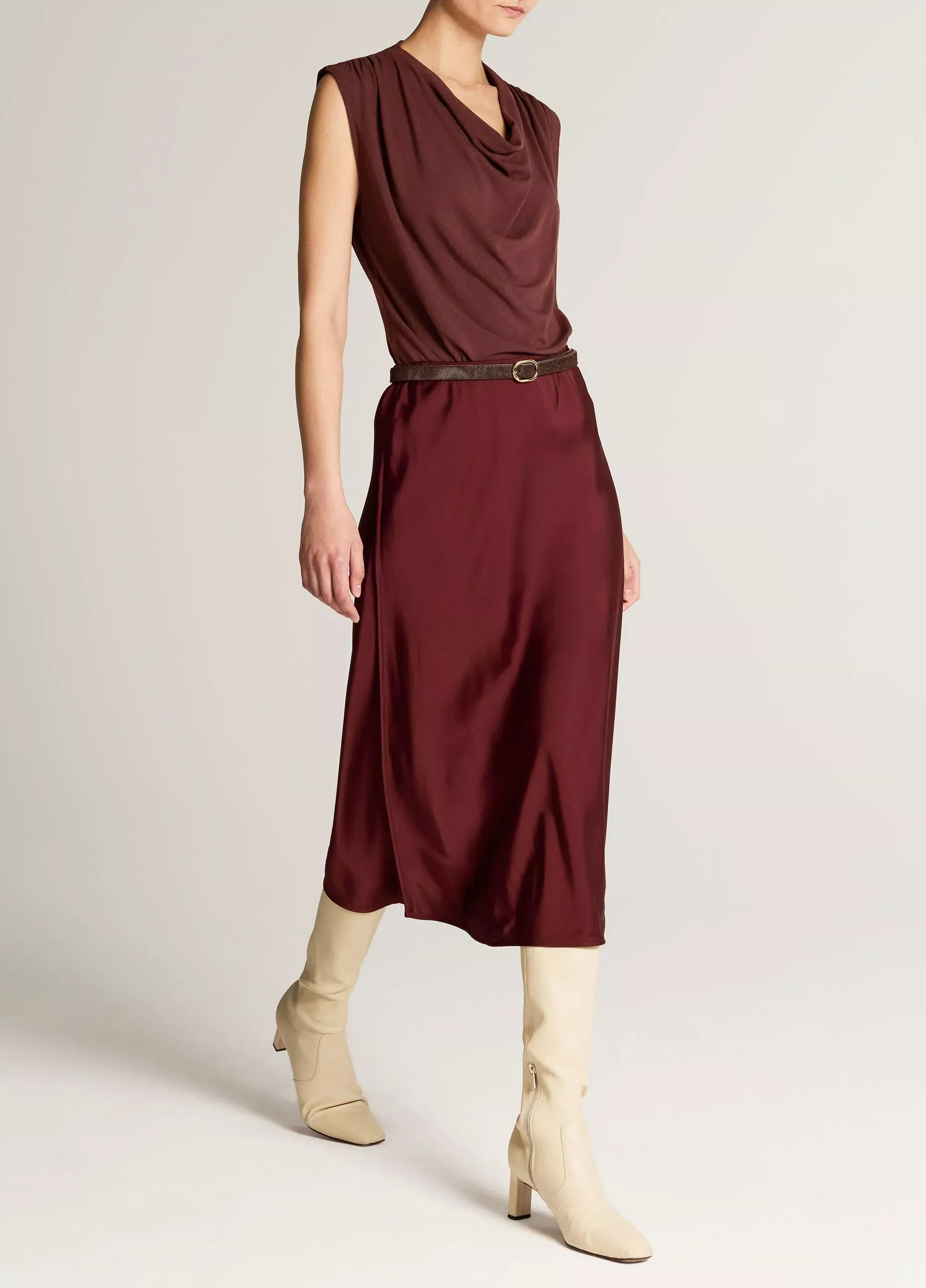 Matte satin slip skirt-VINCE-Verso